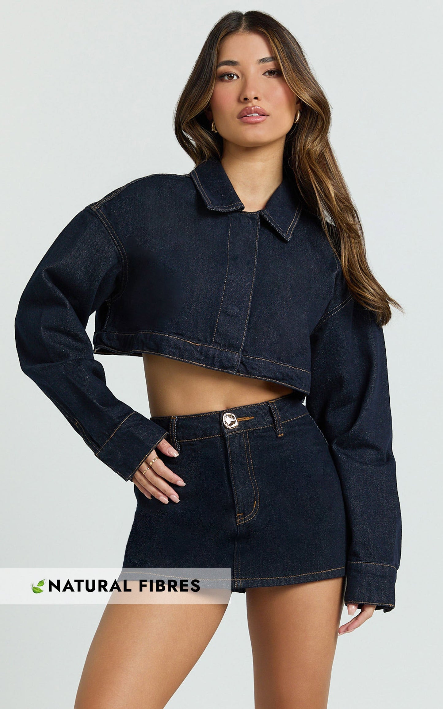 Rhylee Jacket - Oversized Cropped Denim Jacket in Raw Denim