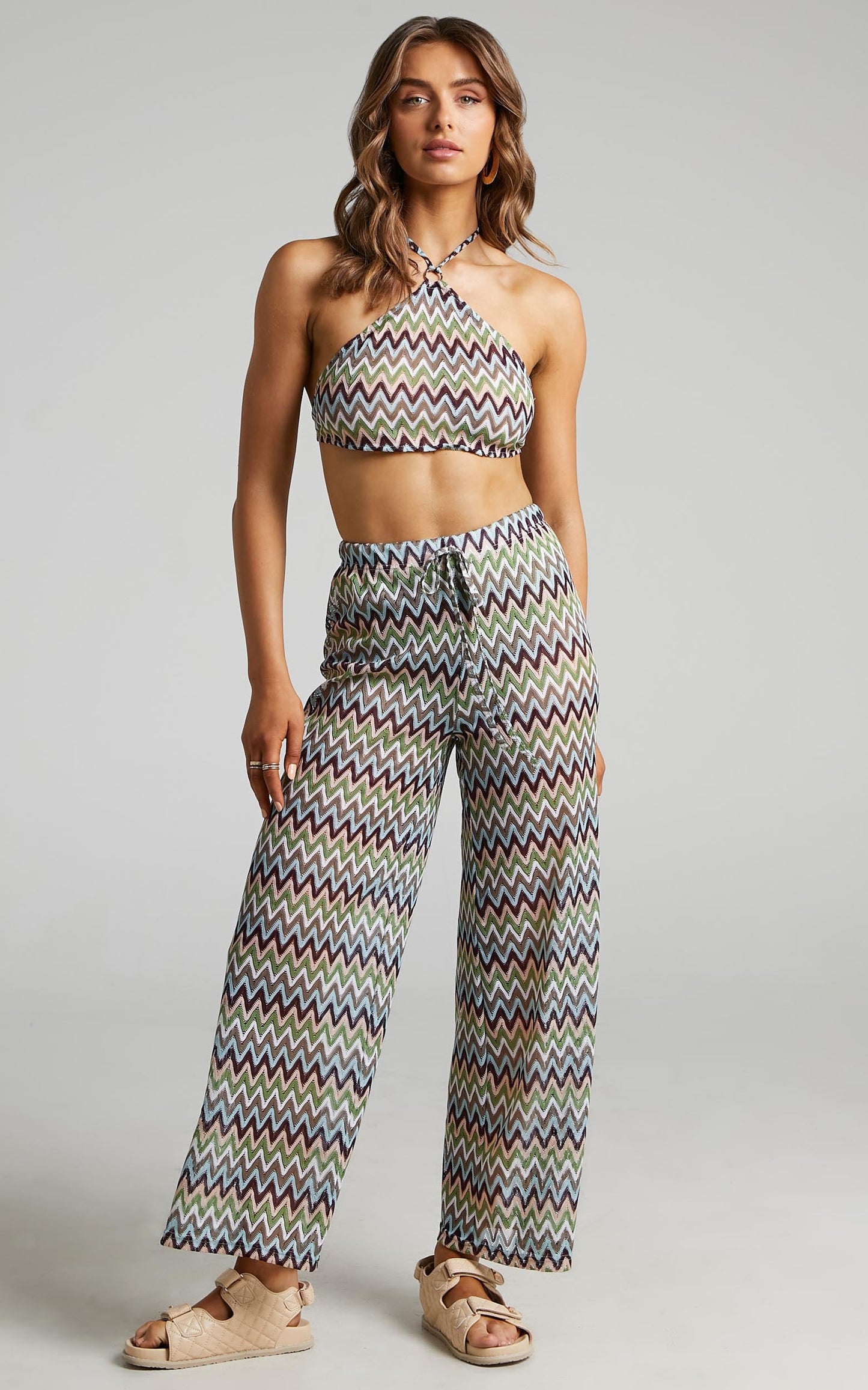 Rhyzel Crochet Wide Leg Pants in Multi