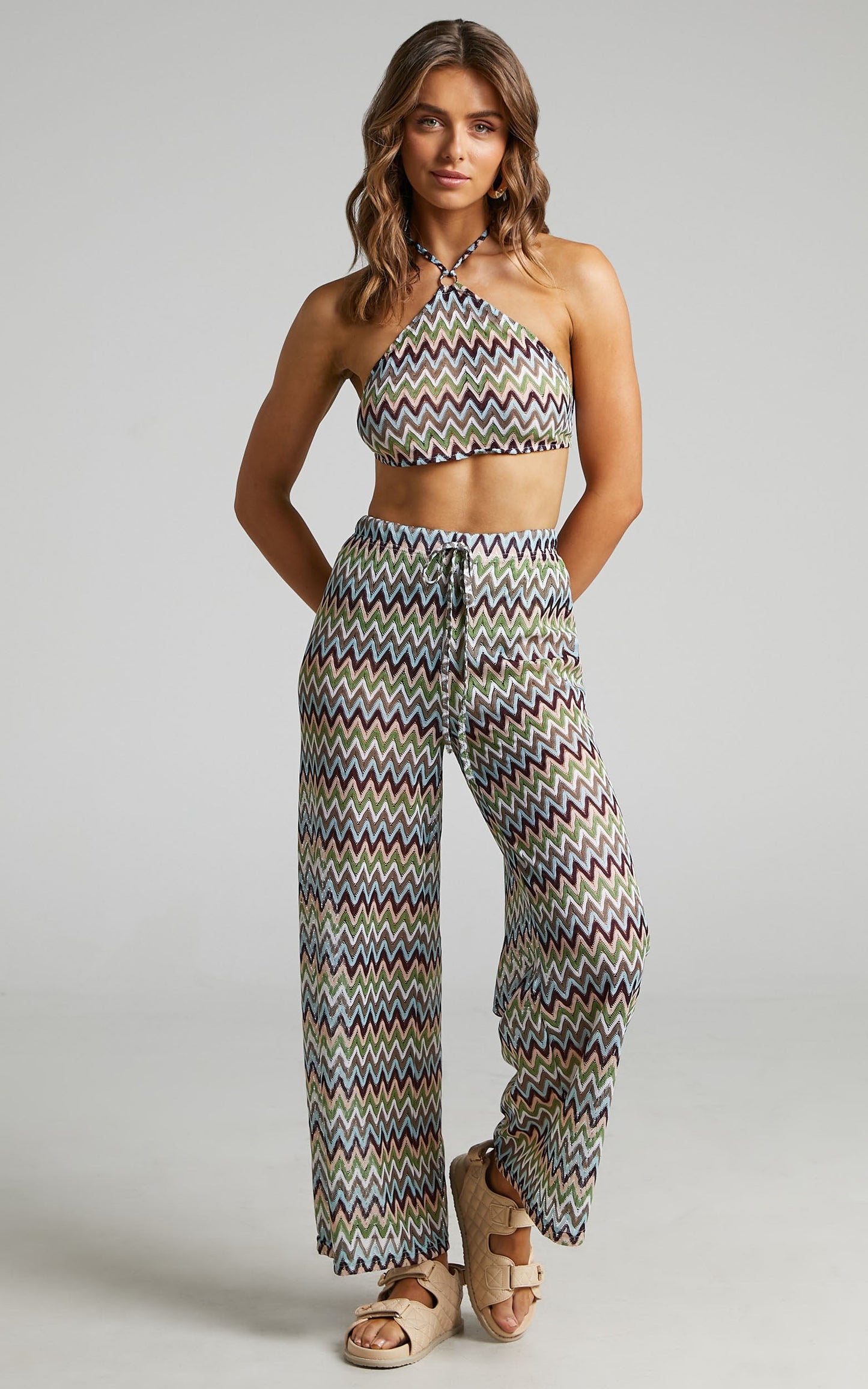 Rhyzel Crochet Wide Leg Pants in Multi