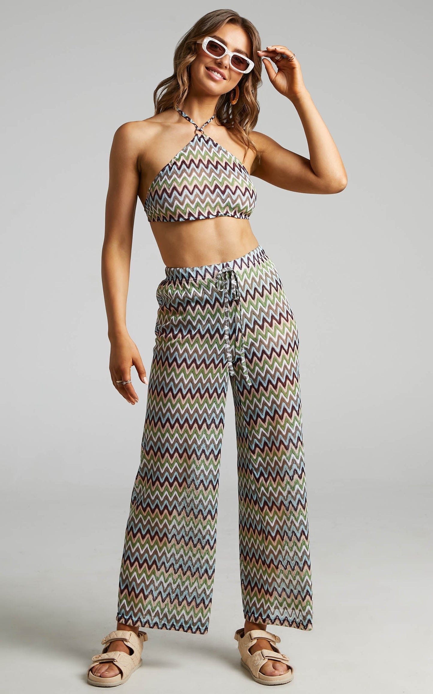 Rhyzel Crochet Wide Leg Pants in Multi