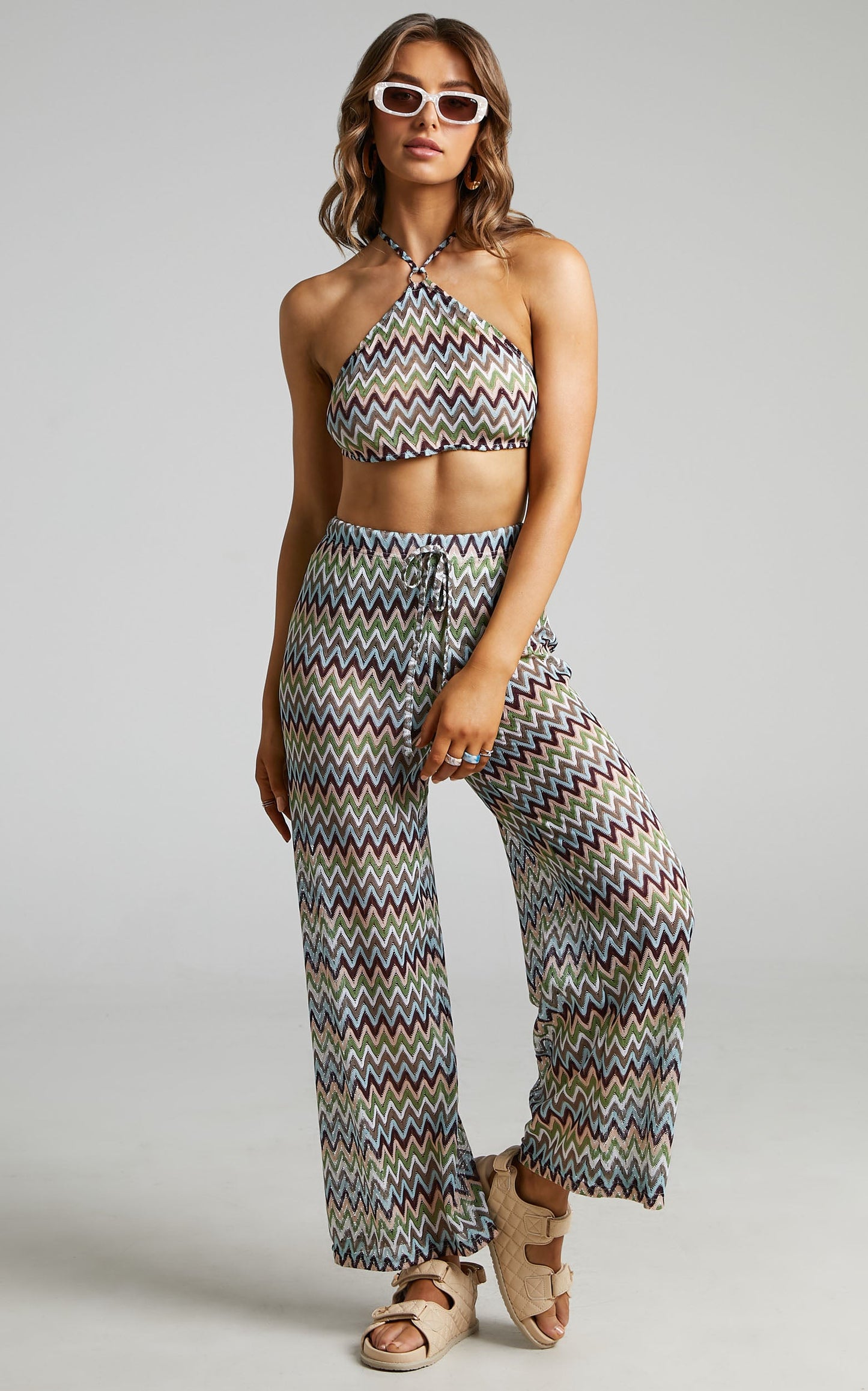 Rhyzel Crochet Wide Leg Pants in Multi