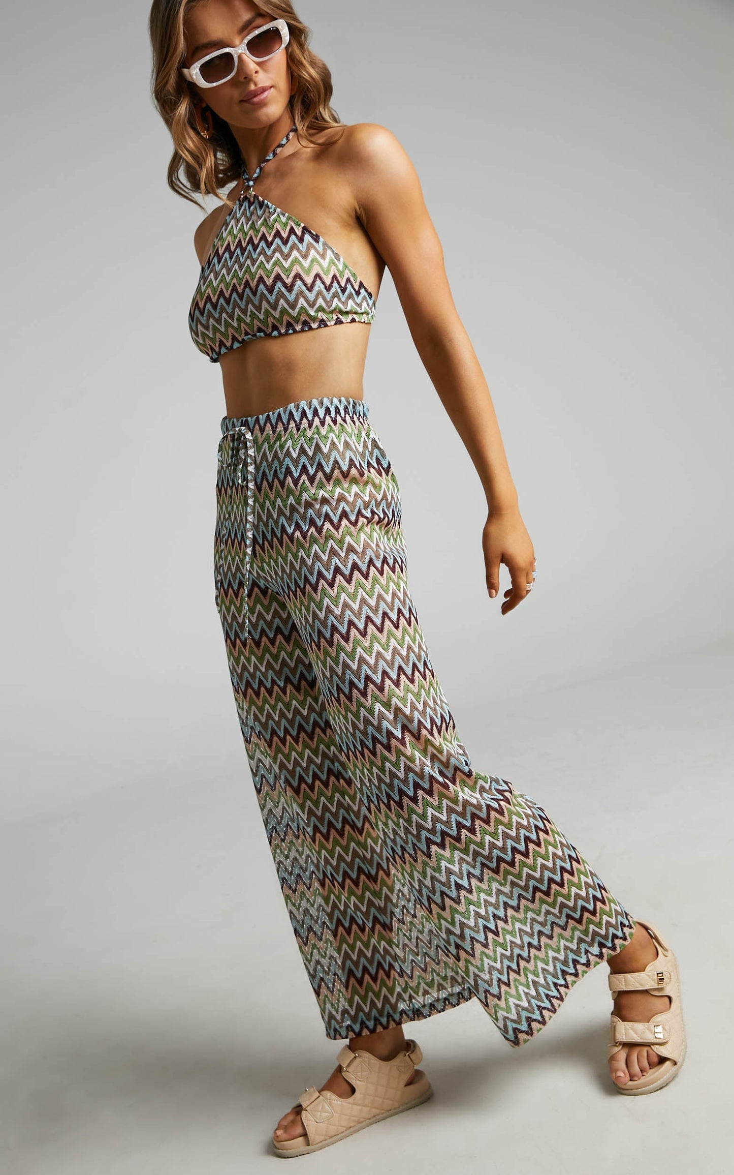 Rhyzel Crochet Wide Leg Pants in Multi