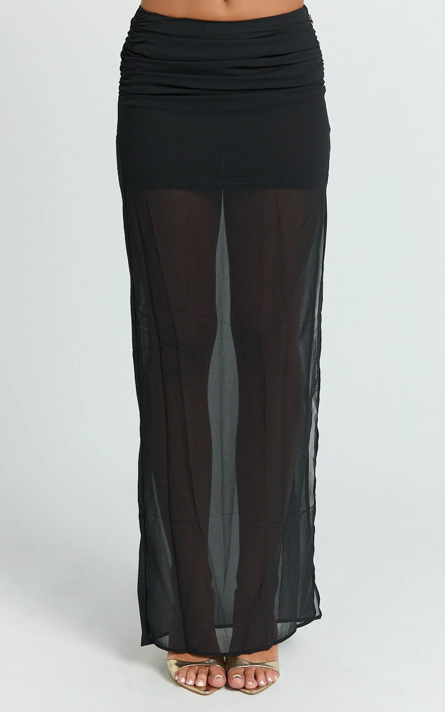 Ricki Maxi Skirt - Low Waist Fit And Flare Skirt in Black