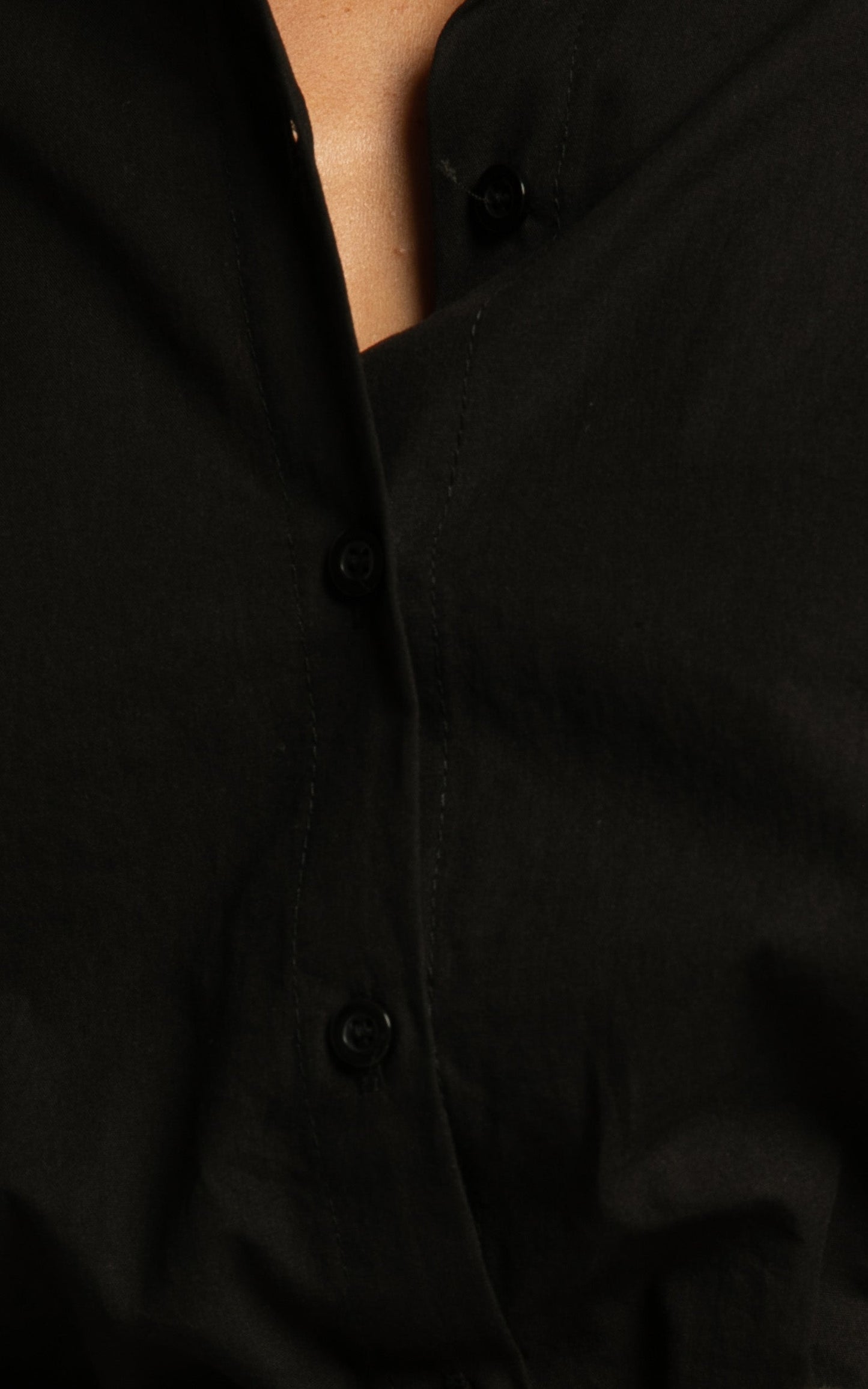 Riggie Shirt - Button Up Flared Sleeve Cotton Shirt in Black