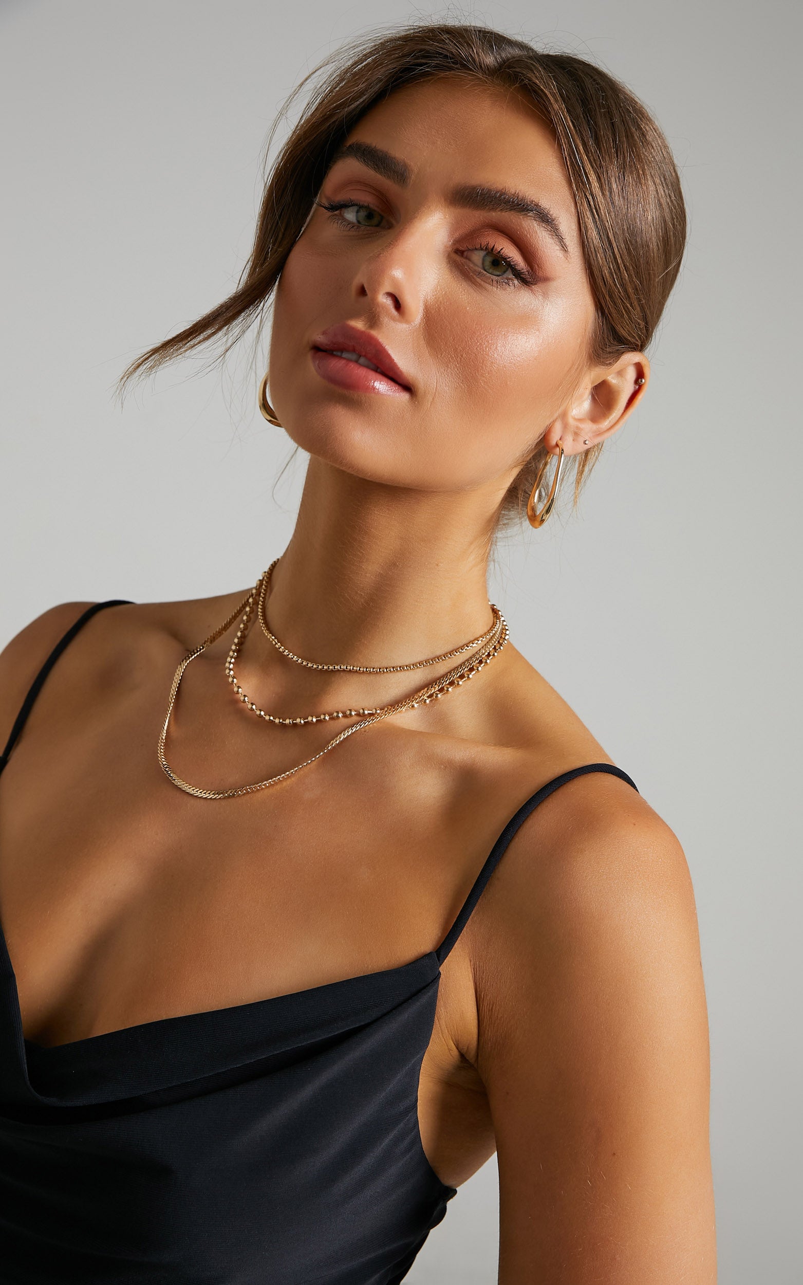 Riley layered chain necklace in Gold