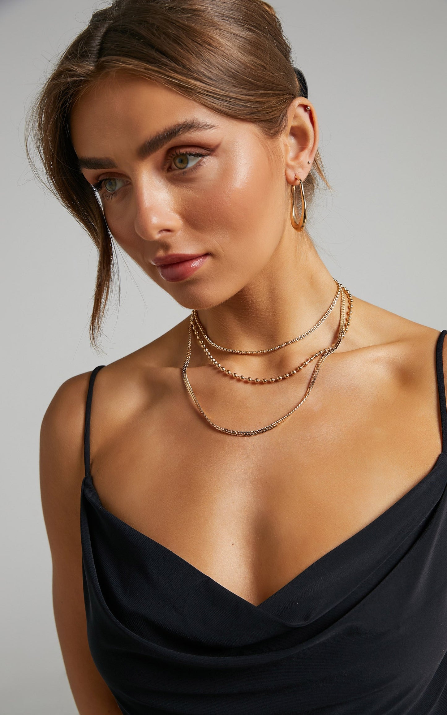 Riley layered chain necklace in Gold