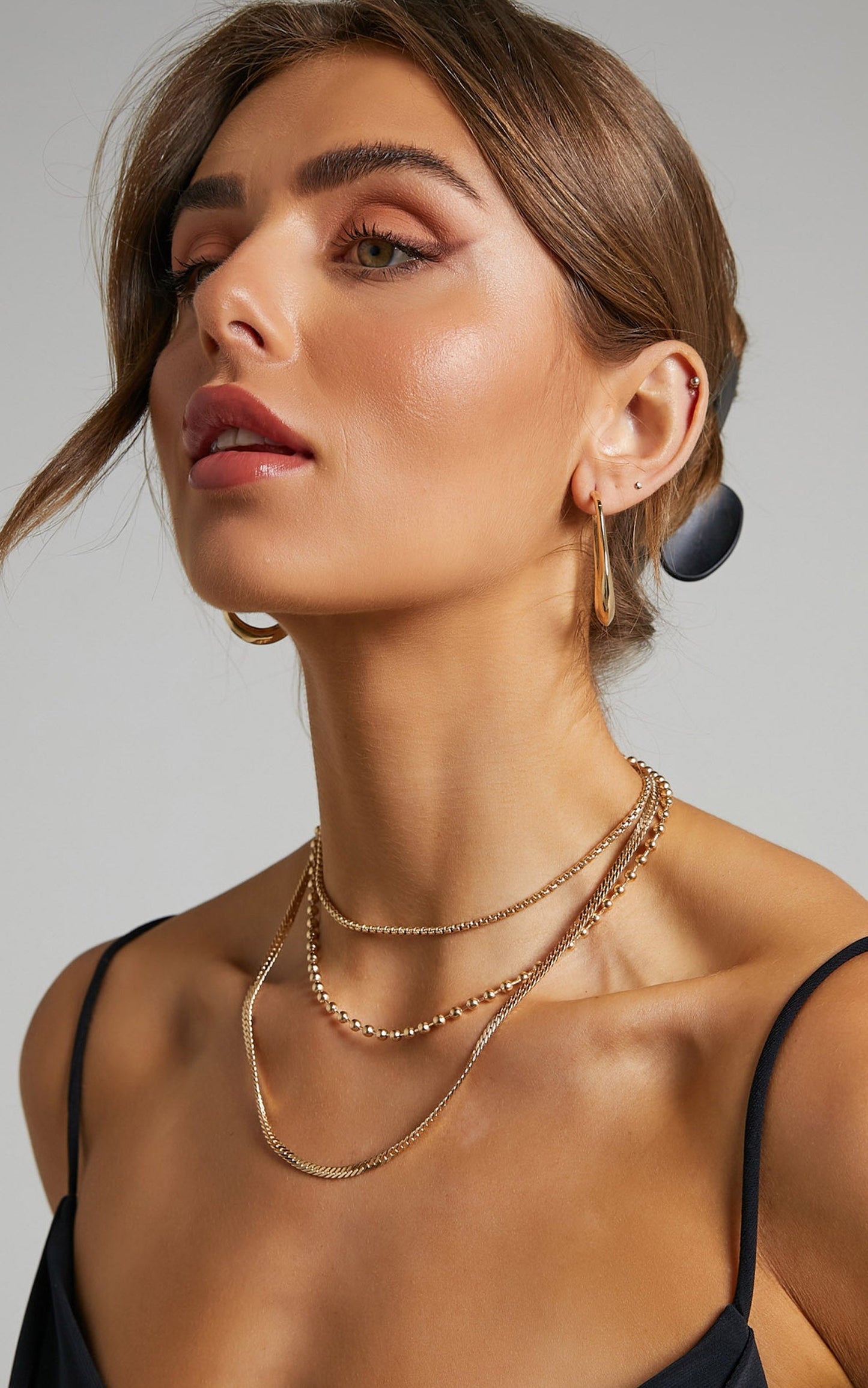 Riley layered chain necklace in Gold