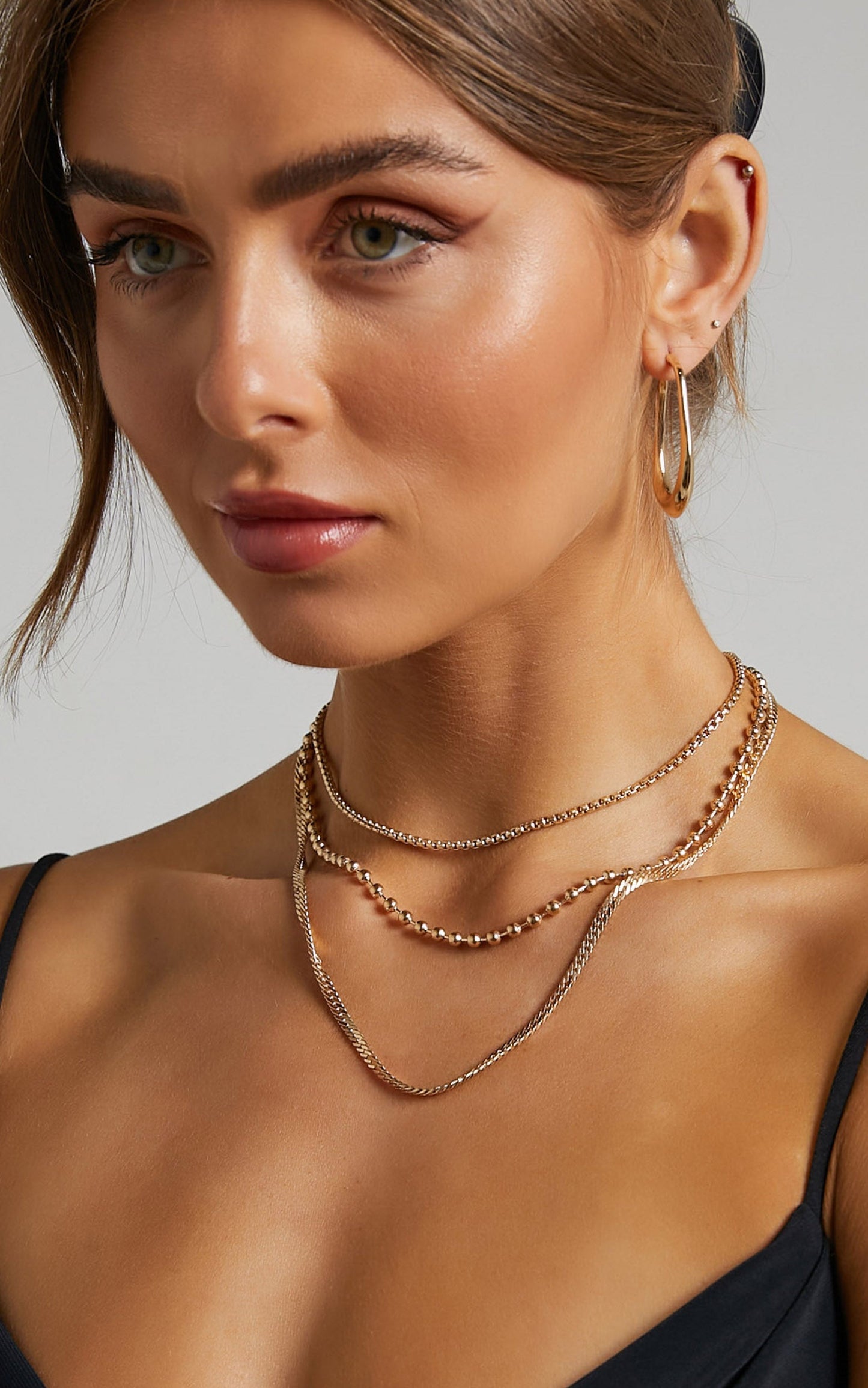 Riley layered chain necklace in Gold