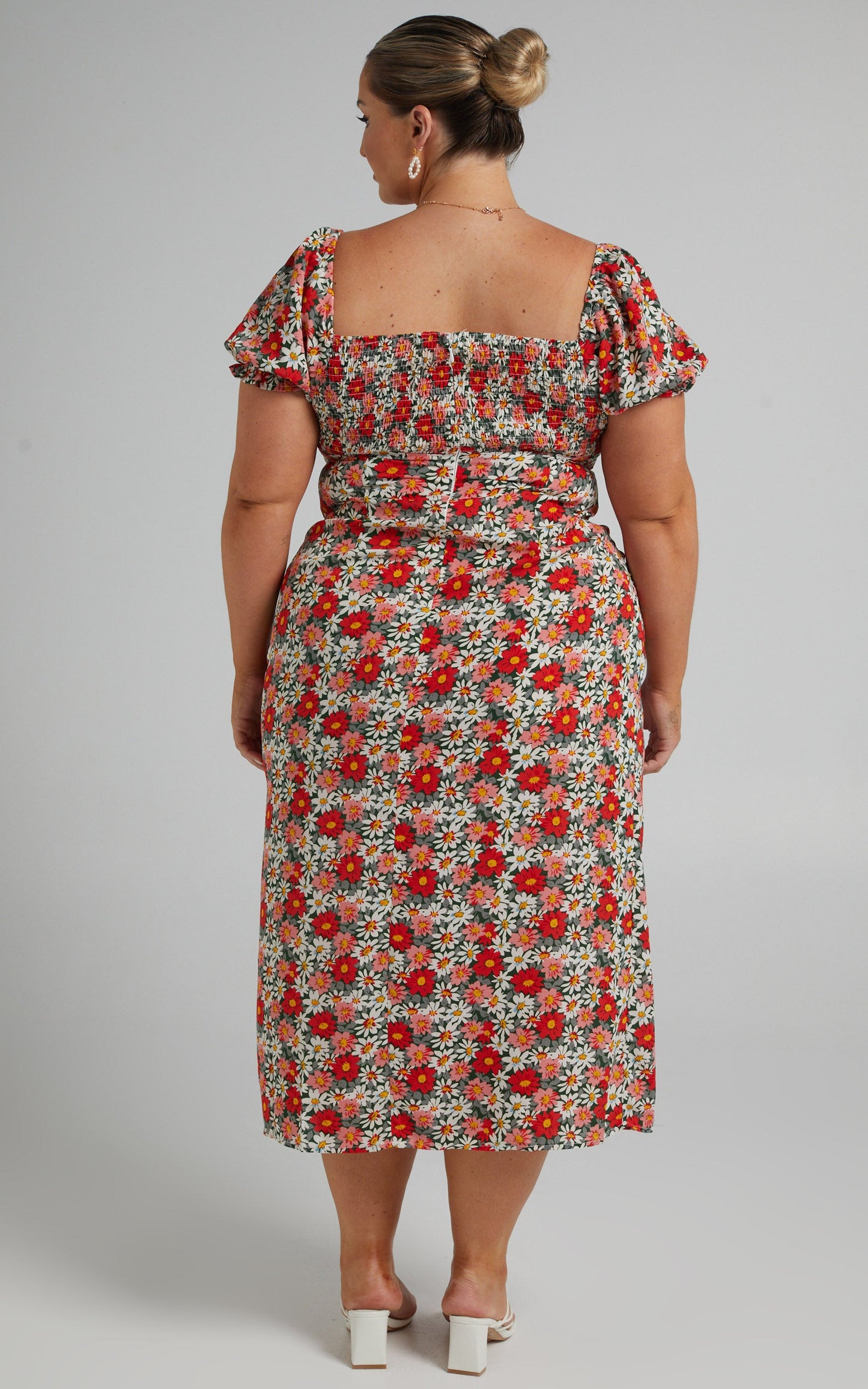 Patty Midi Dress with Front Bust Tie in Navy Floral