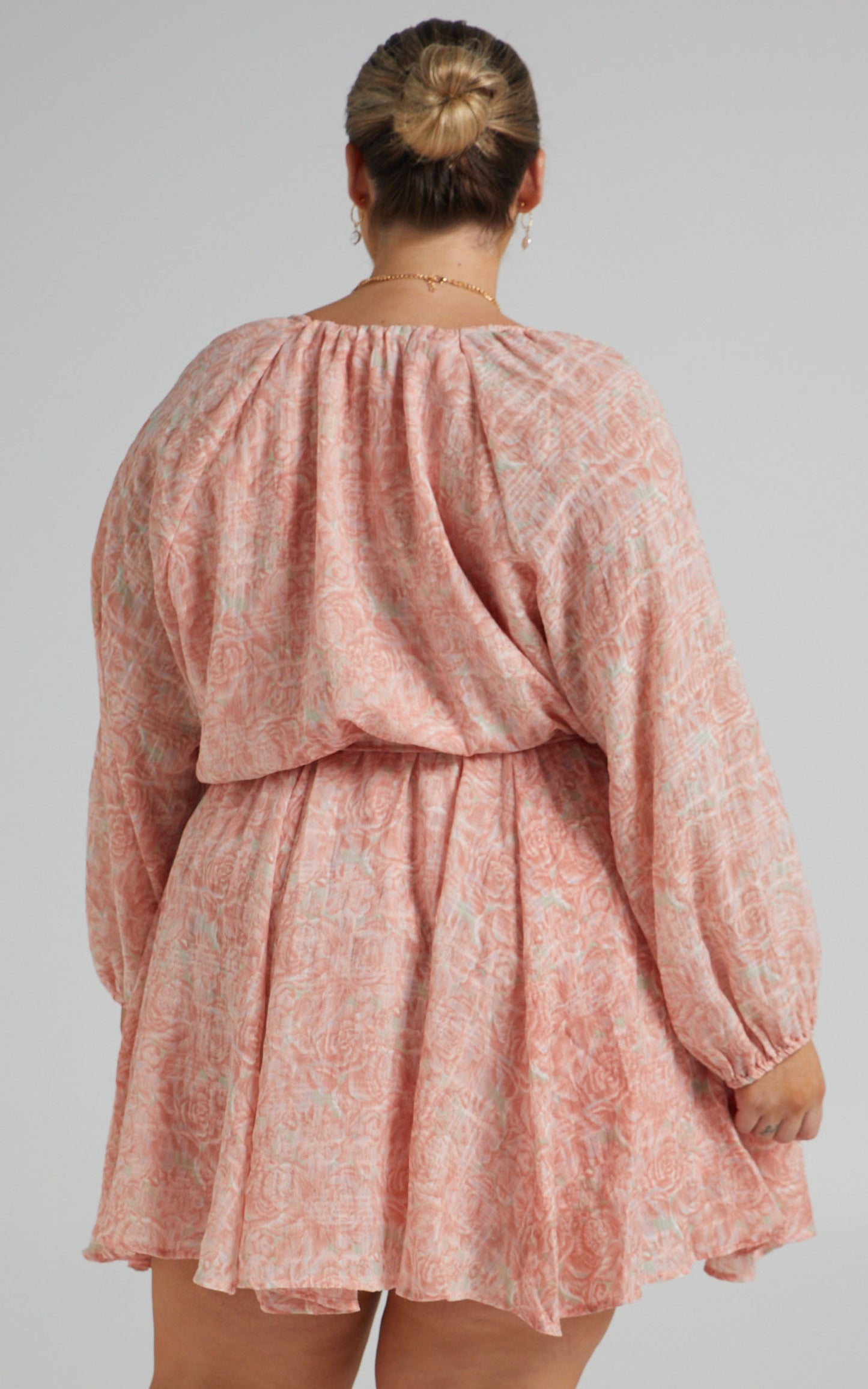 Raven Mini Dress - Long Sleeve with Belt Dress in Pink Floral