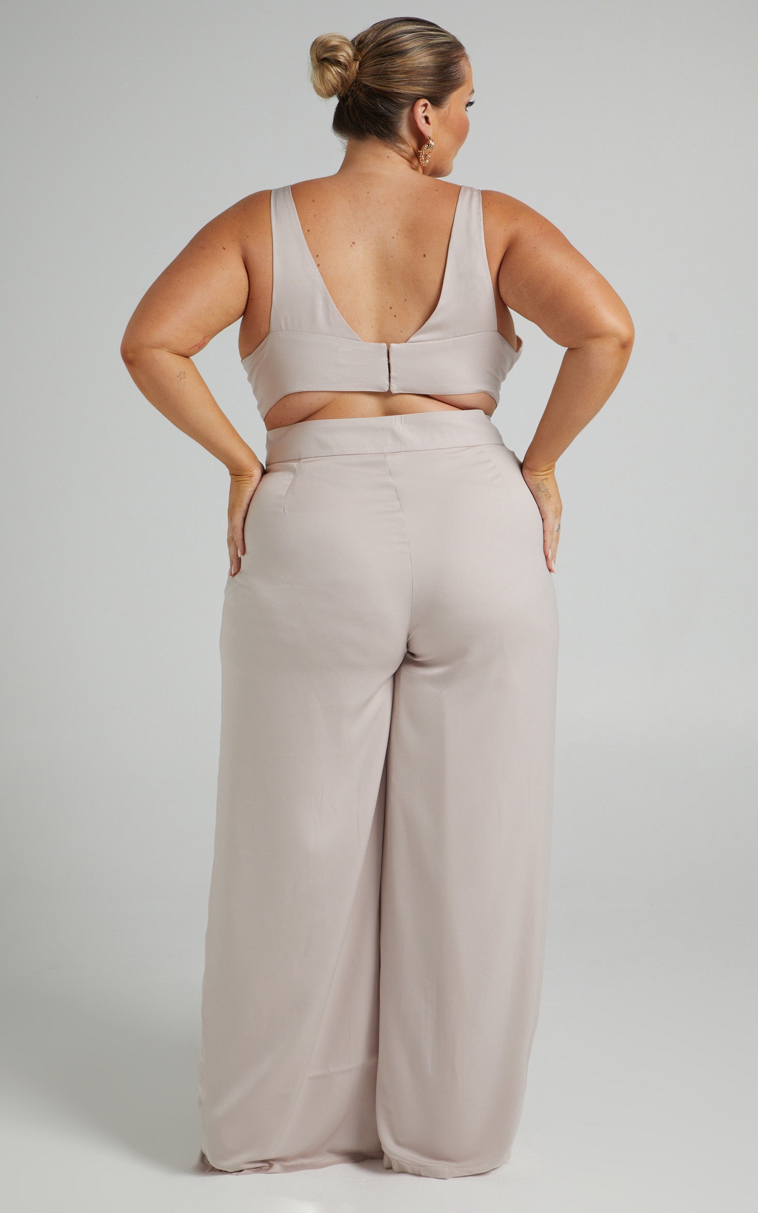 Alexandra Two Piece Pant Set in Champagne Satin