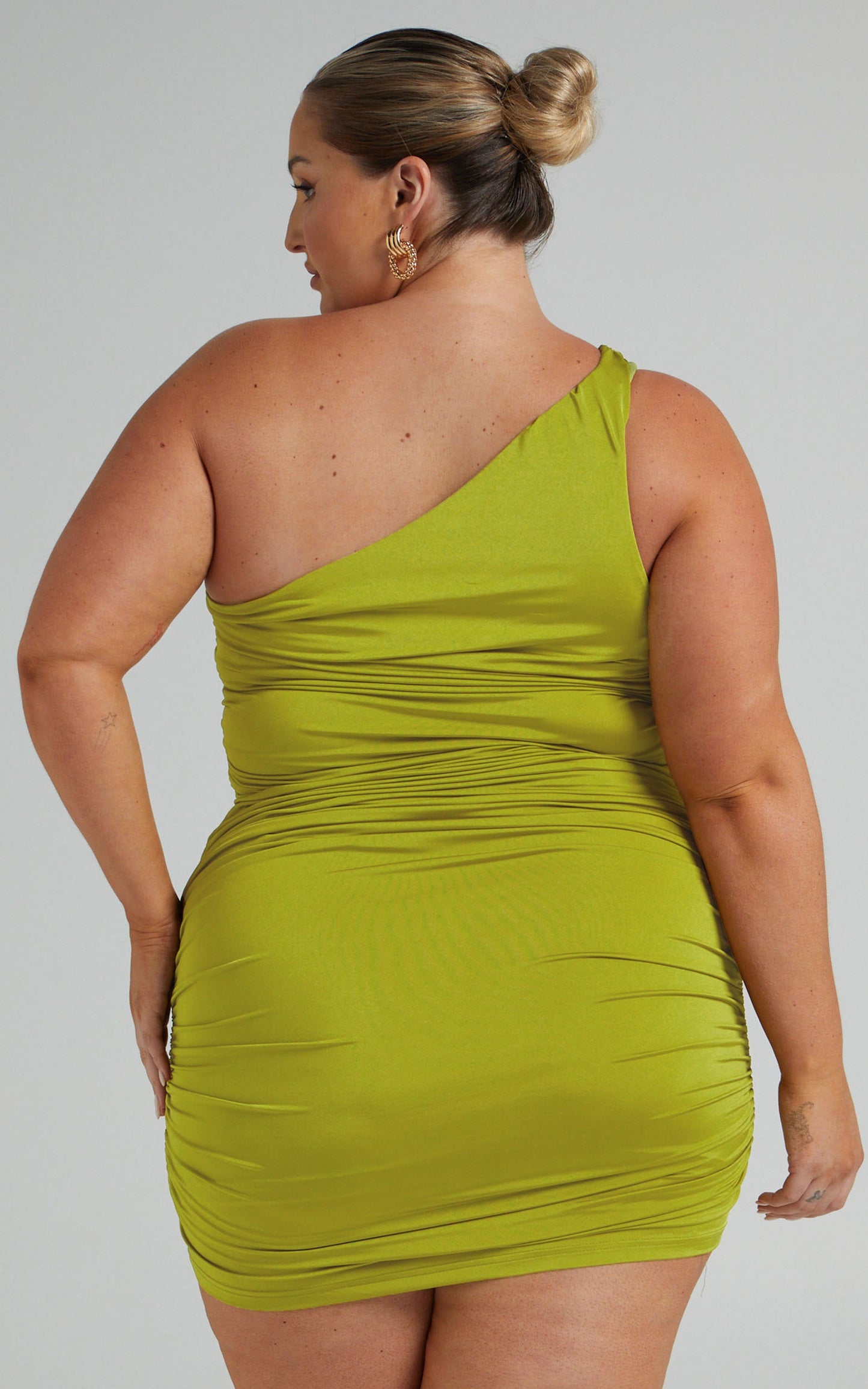 Lynelle One Shoulder Bodycon Mini Dress in Green