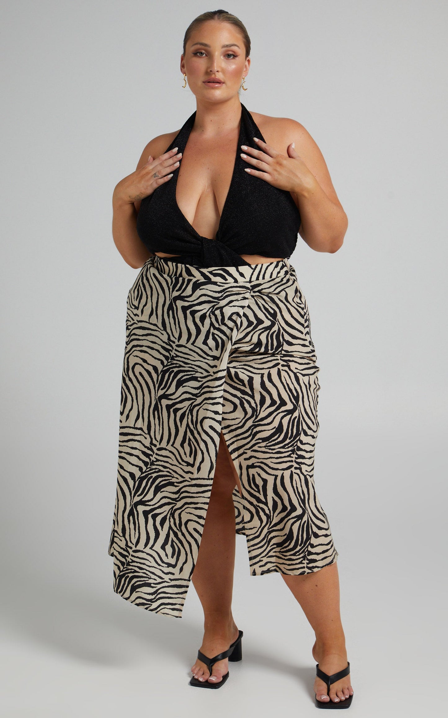 Trecia Wrap Midi Skirt in Zebra Print