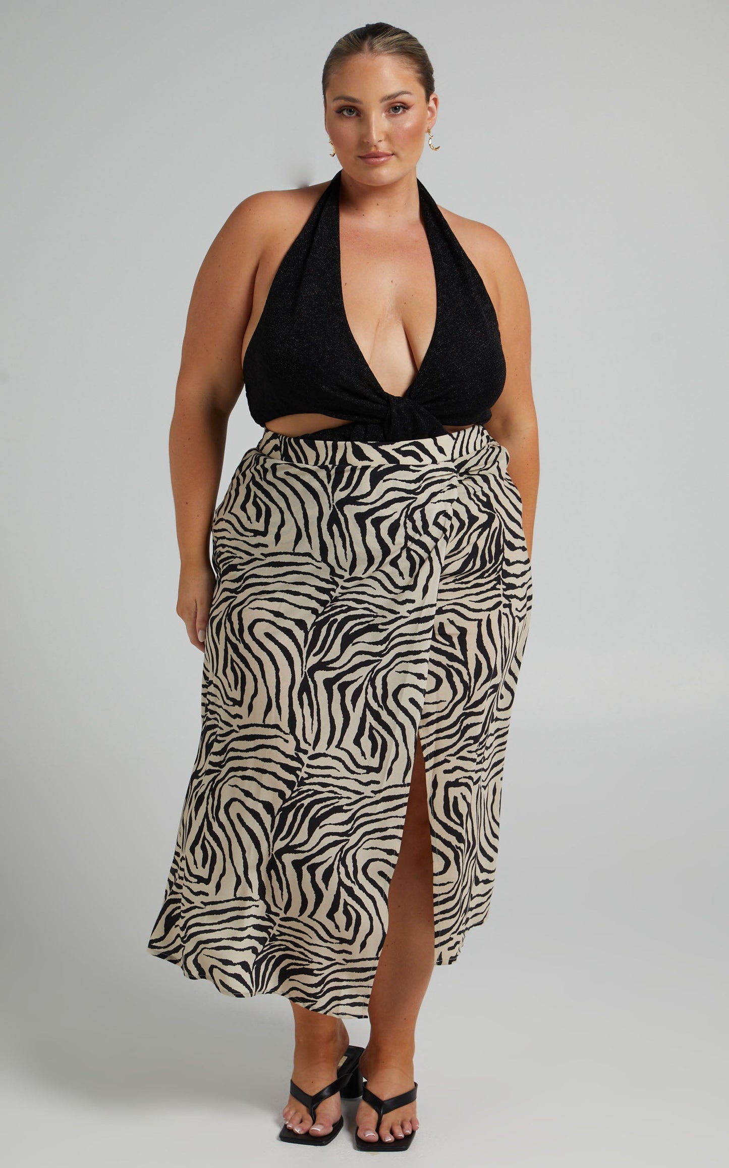 Trecia Wrap Midi Skirt in Zebra Print