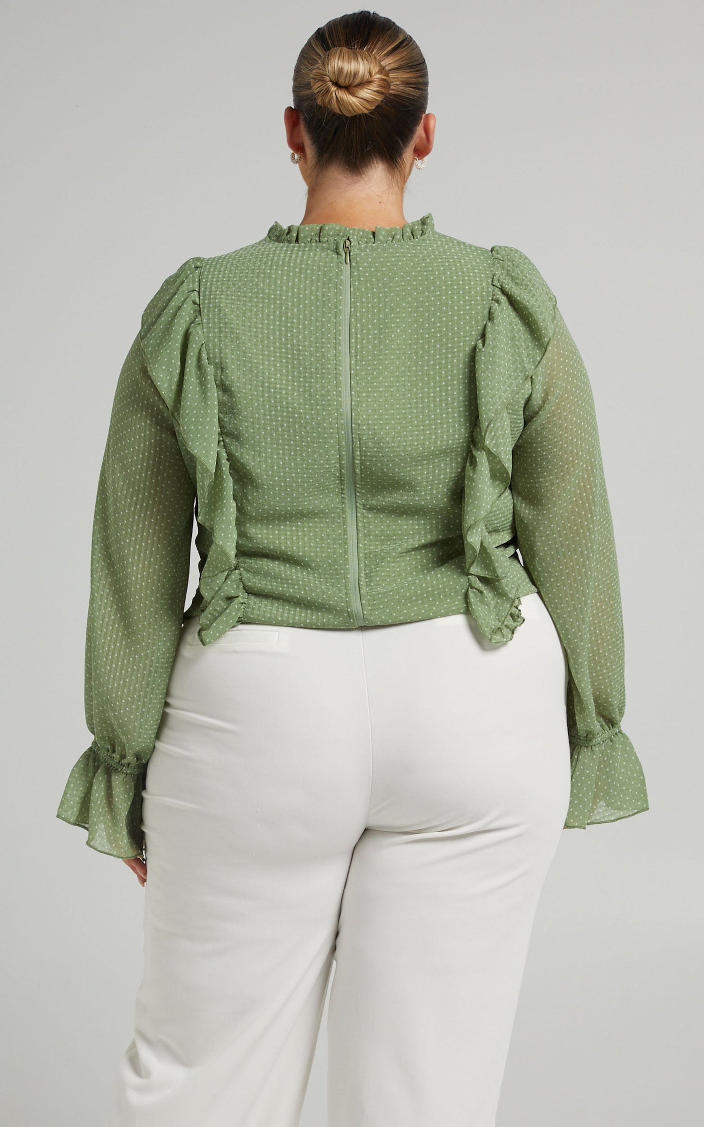 Moving Spots Top - Long Sleeve Top in Green Spot