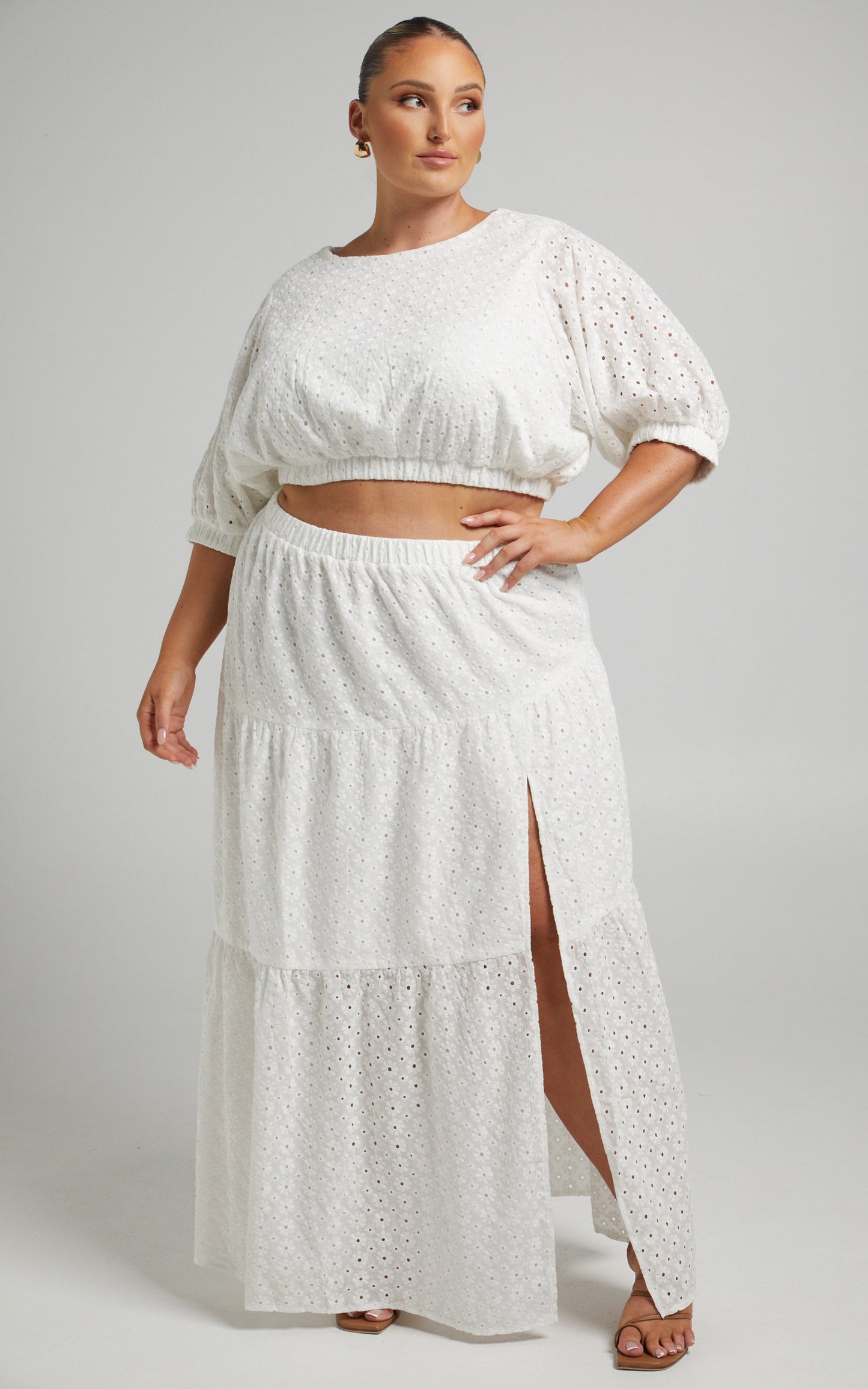Clarita broderie anglaise Two piece set in White