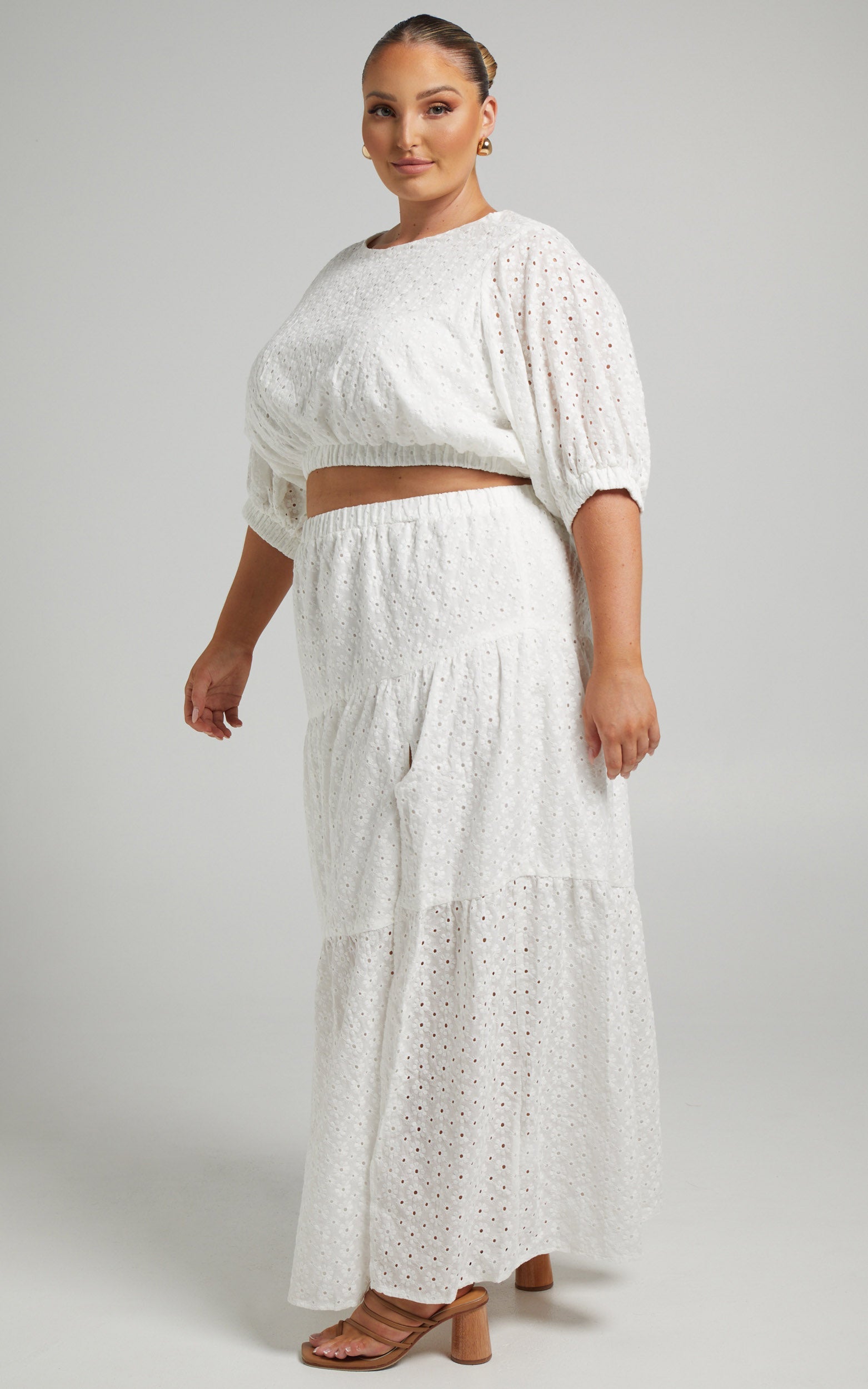 Clarita broderie anglaise Two piece set in White