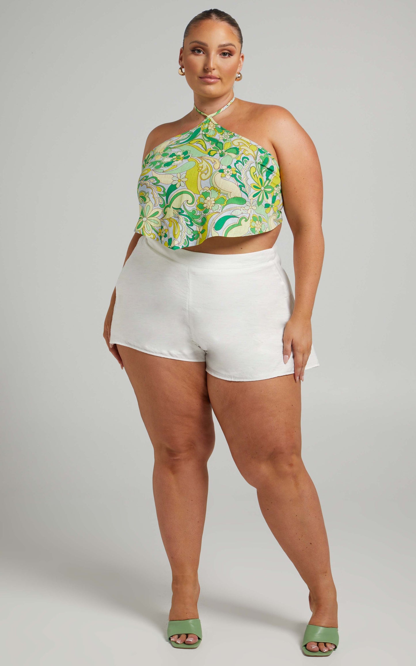 Eudora High Waisted Shorts in White