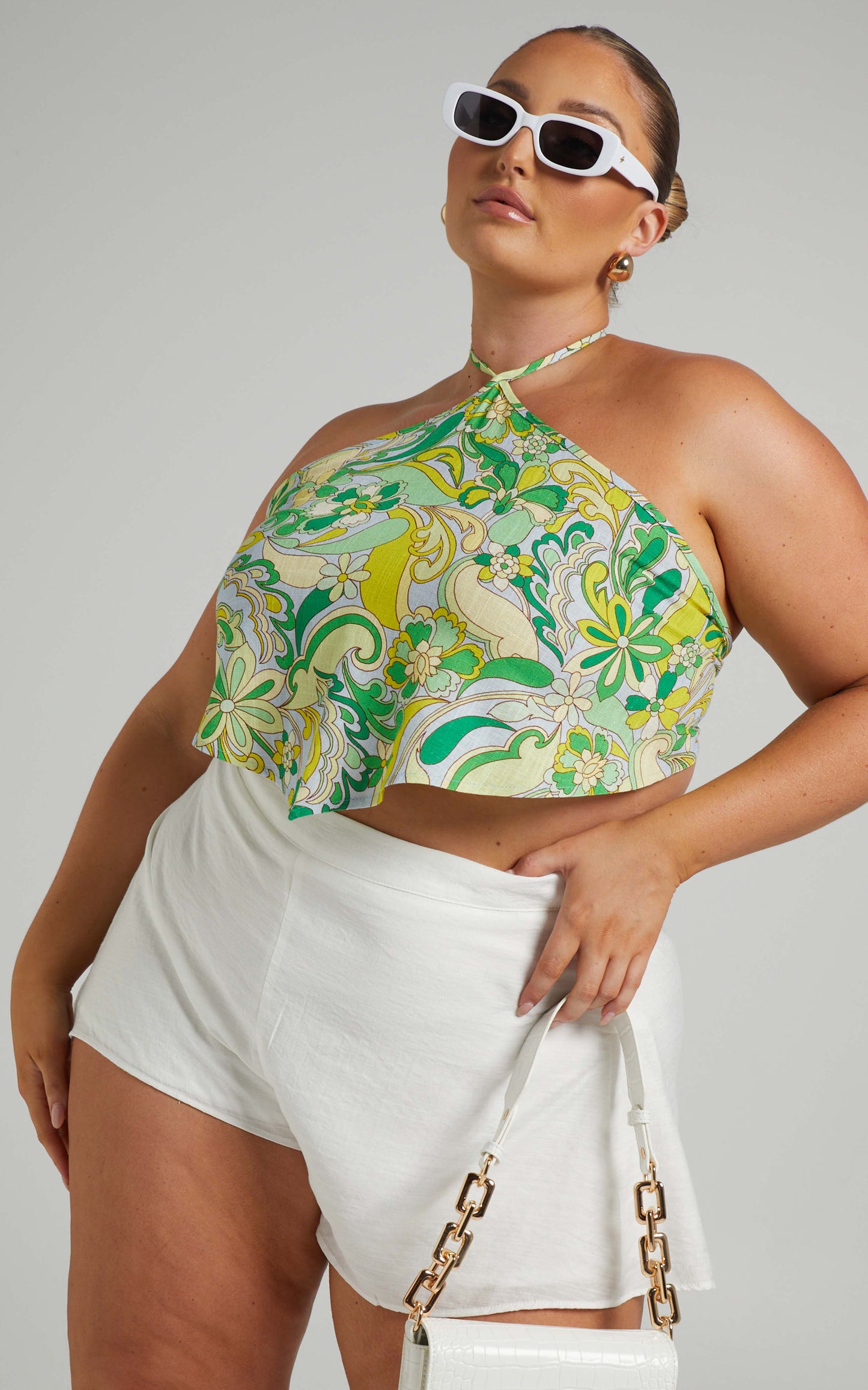 Elora Diamond Halter Cropped Top in California Dreamin