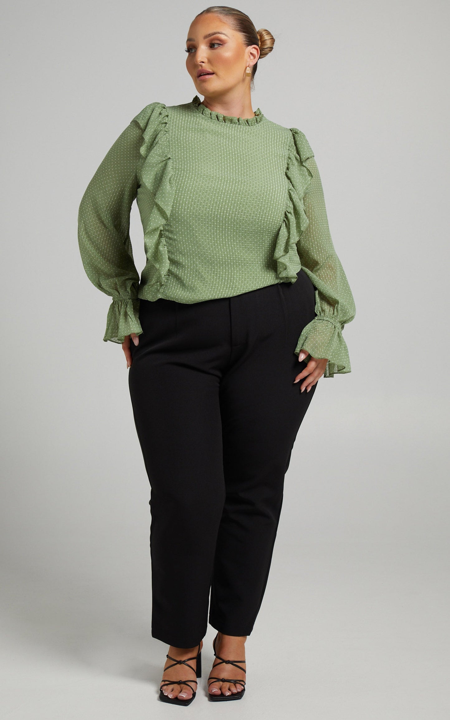 Moving Spots Top - Long Sleeve Top in Green Spot