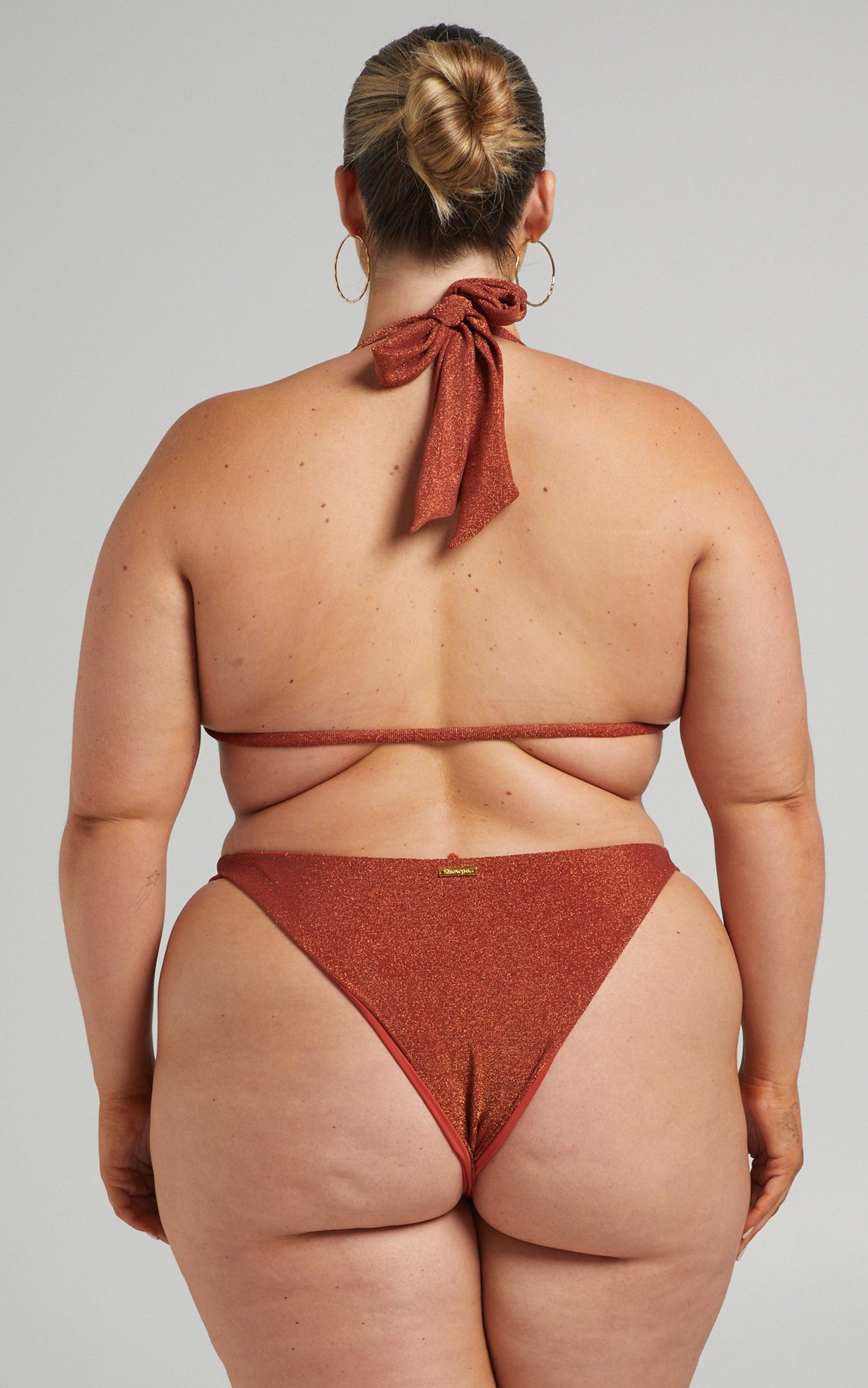 Cove Bikini Top - Thick Strap Bikini Top in Rust Lurex