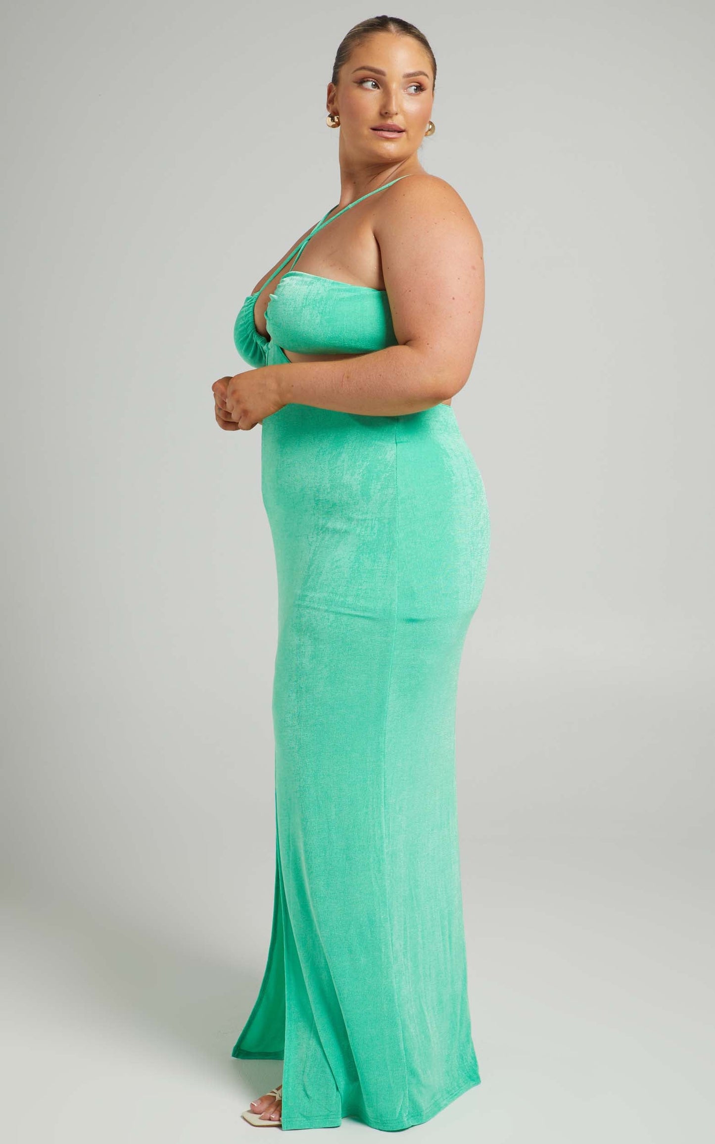 Belgrade Cut Out Strappy Maxi Dress in Sea Foam