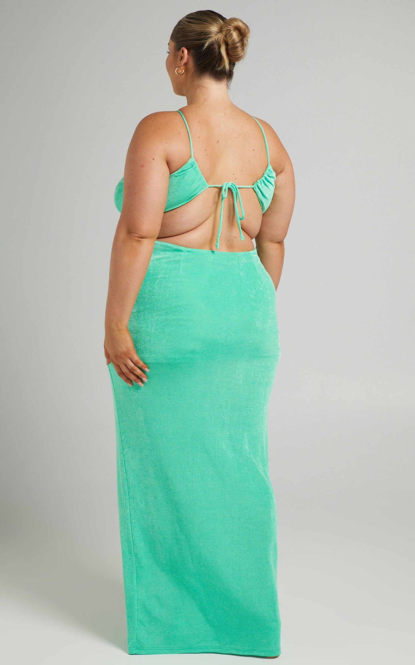 Belgrade Cut Out Strappy Maxi Dress in Sea Foam