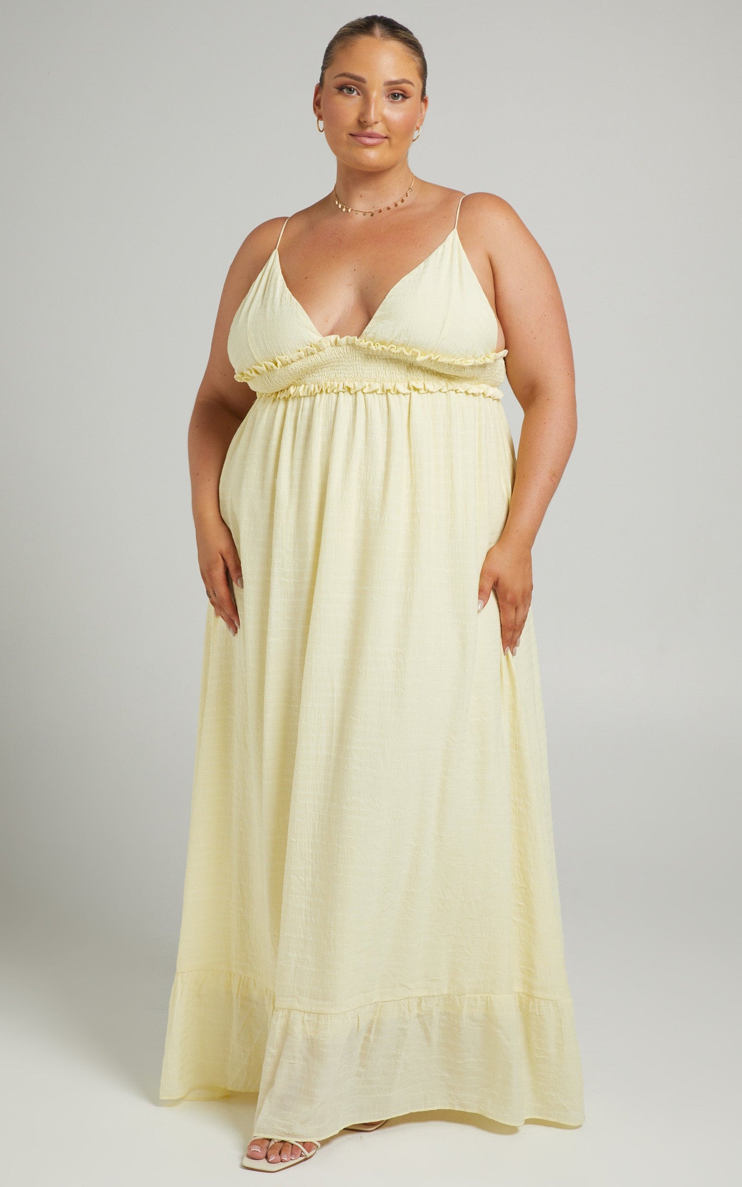 Millseila Strappy Full Skirt Maxi Dress in Yellow