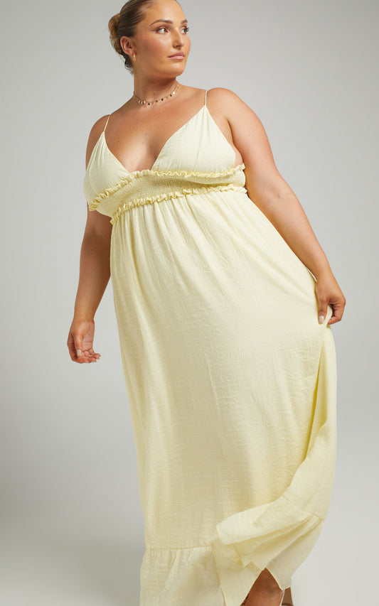 Millseila Strappy Full Skirt Maxi Dress in Yellow