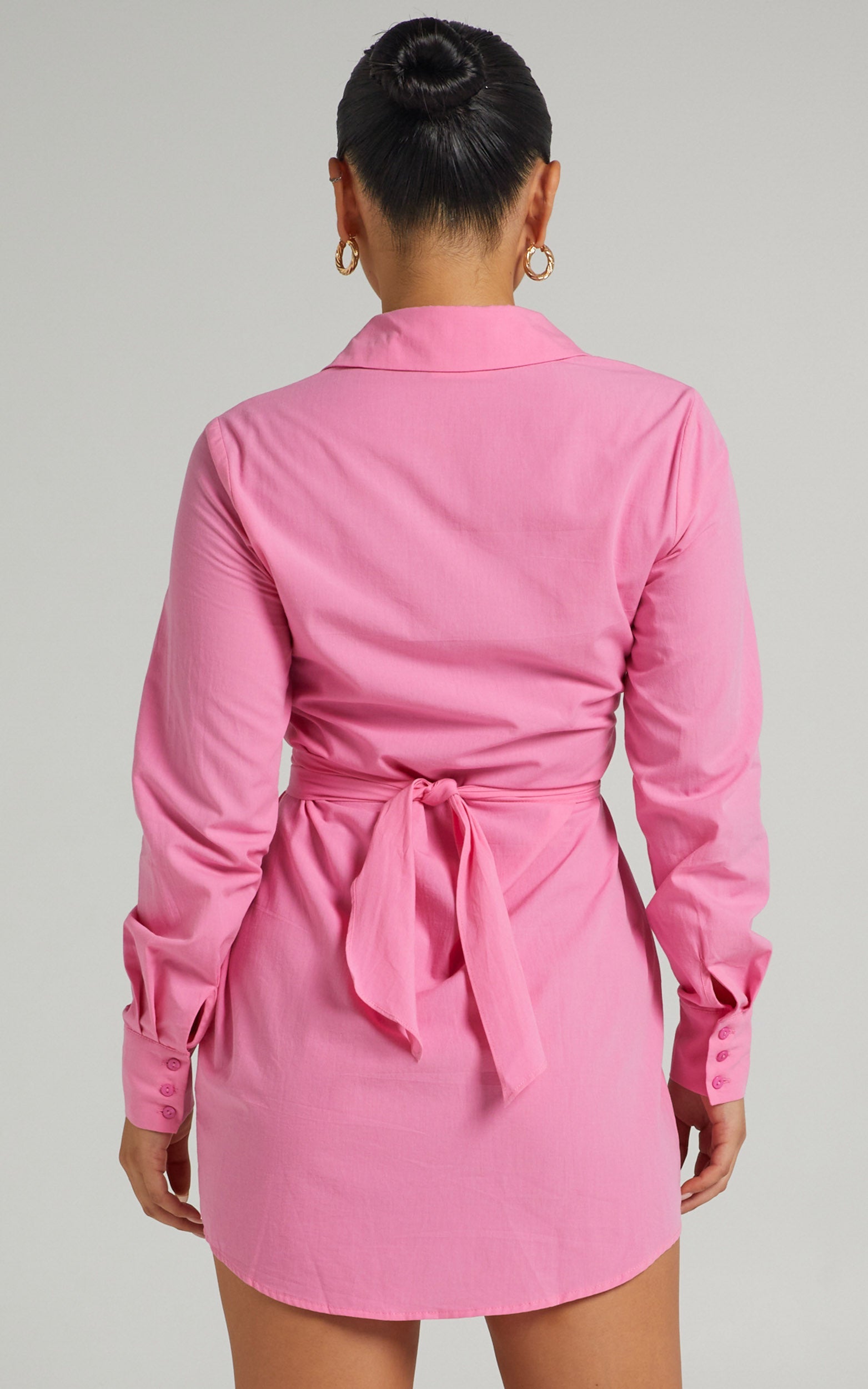 Eugene Collared Shirt Dress in Bubble Gum Pink