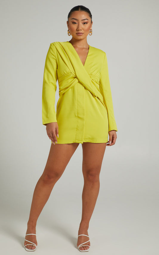Karalea Mini Dress in Chartreuse
