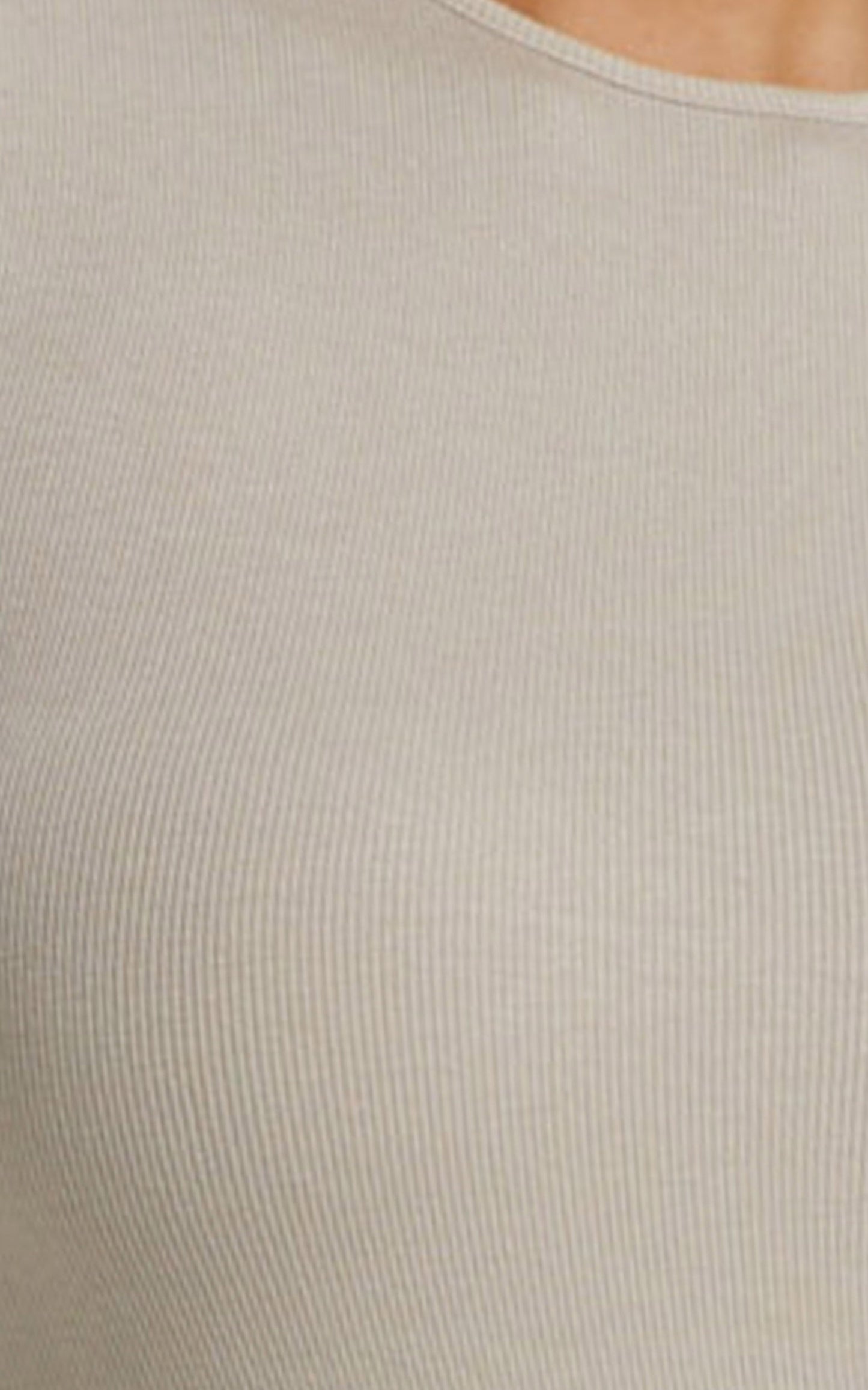 Billa Long Sleeve Ribbed Bodysuit in Light Grey