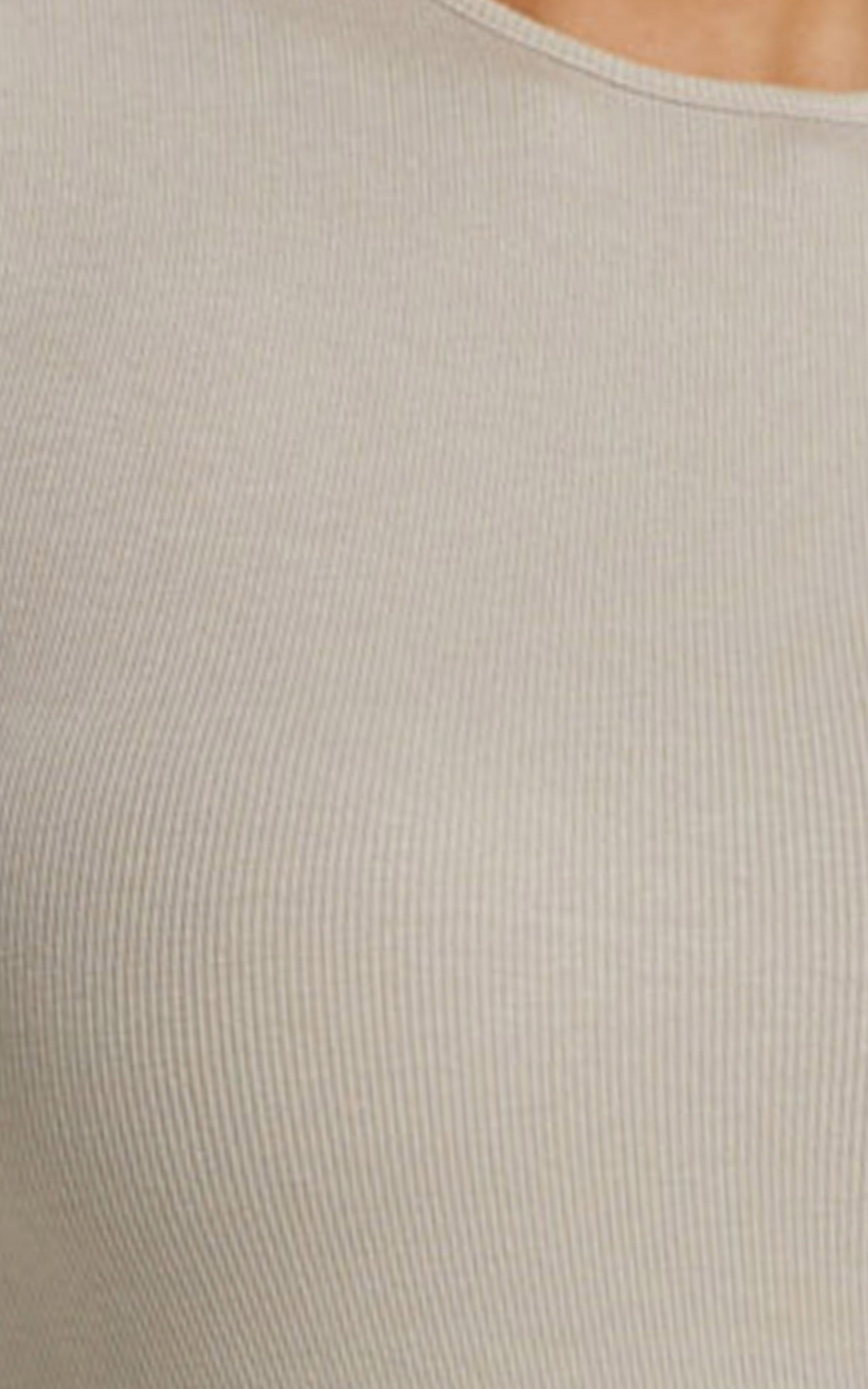 Billa Long Sleeve Ribbed Bodysuit in Light Grey