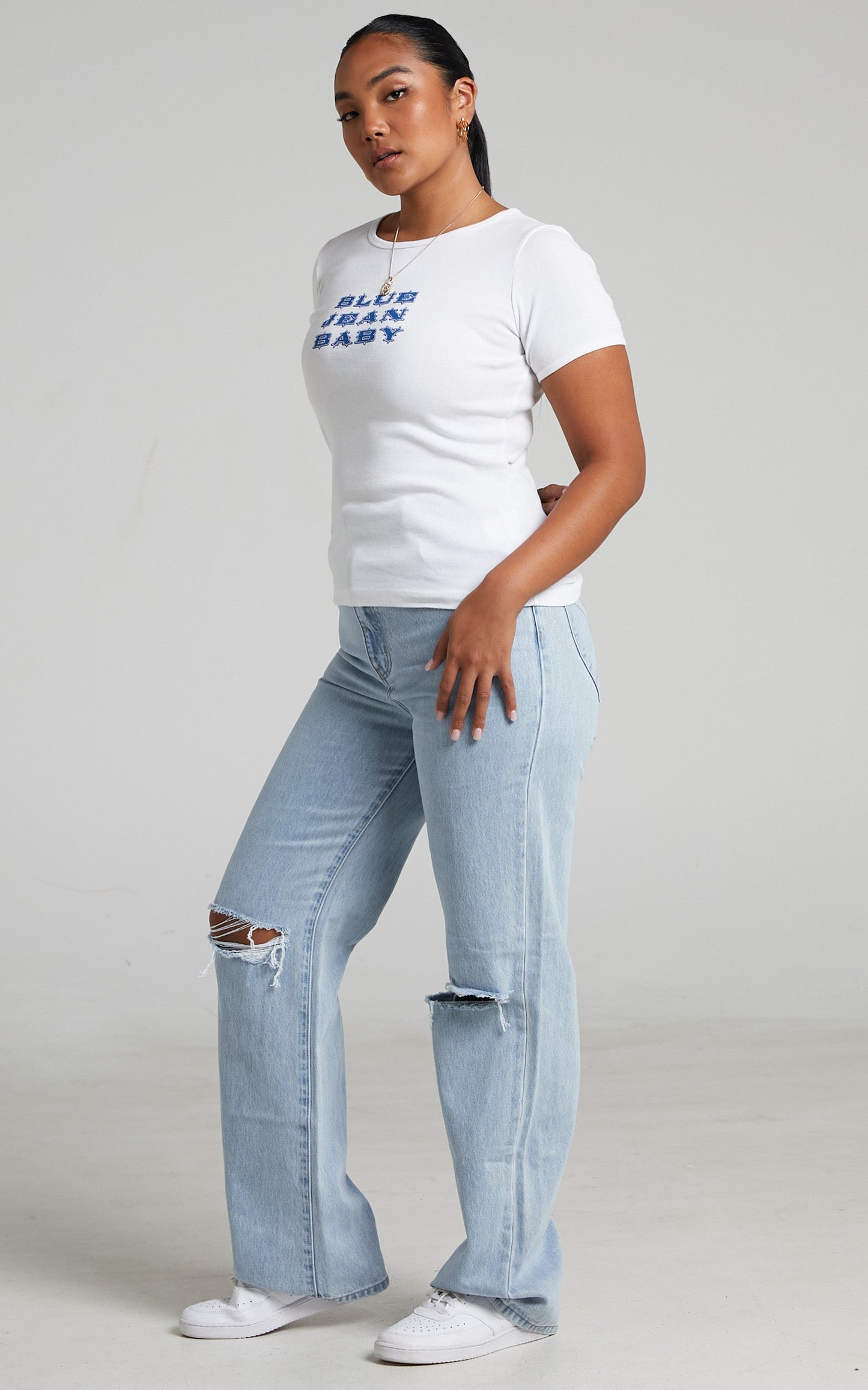 Rolla's - Blue Jean Tight Rib Tee in White