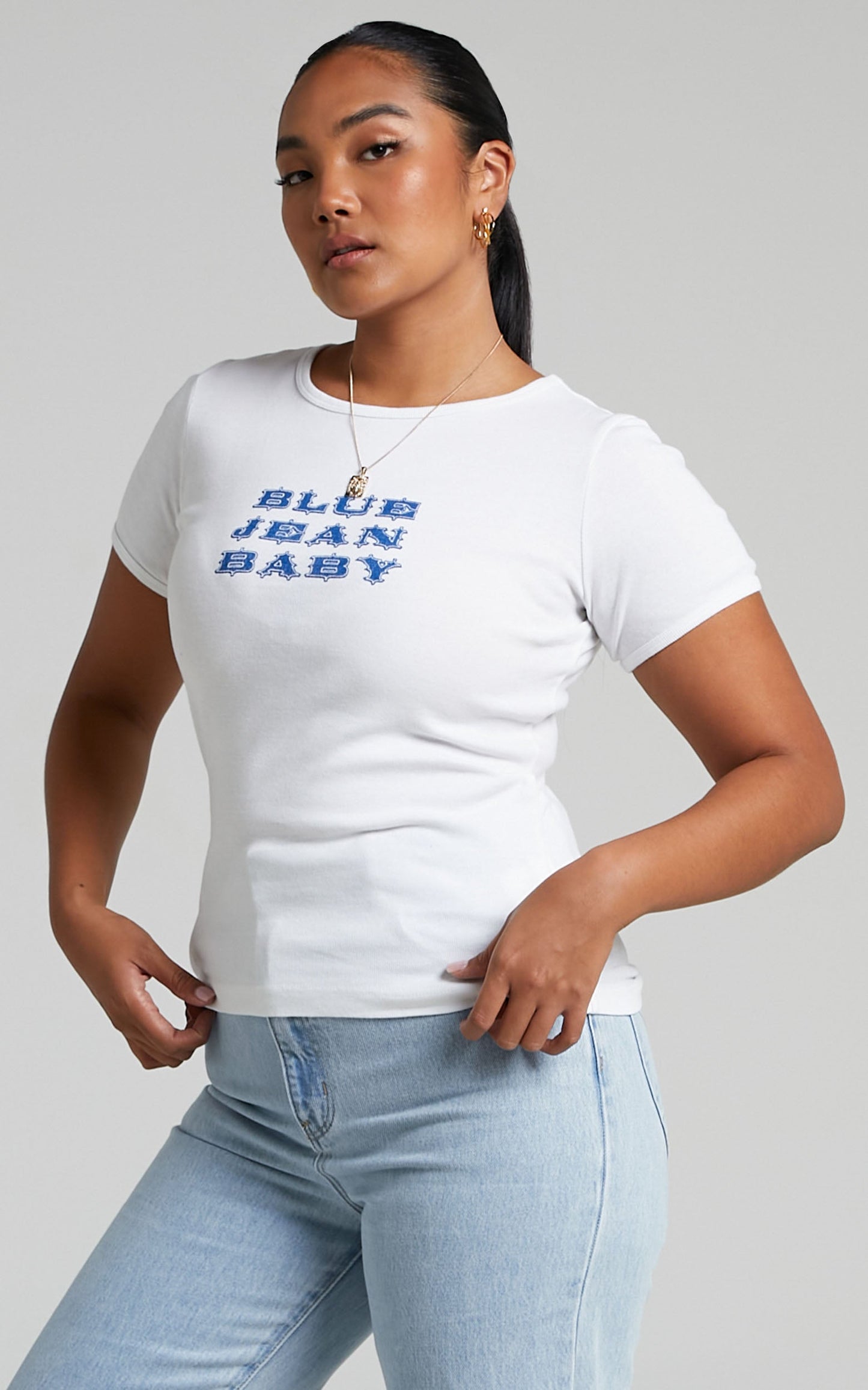Rolla's - Blue Jean Tight Rib Tee in White