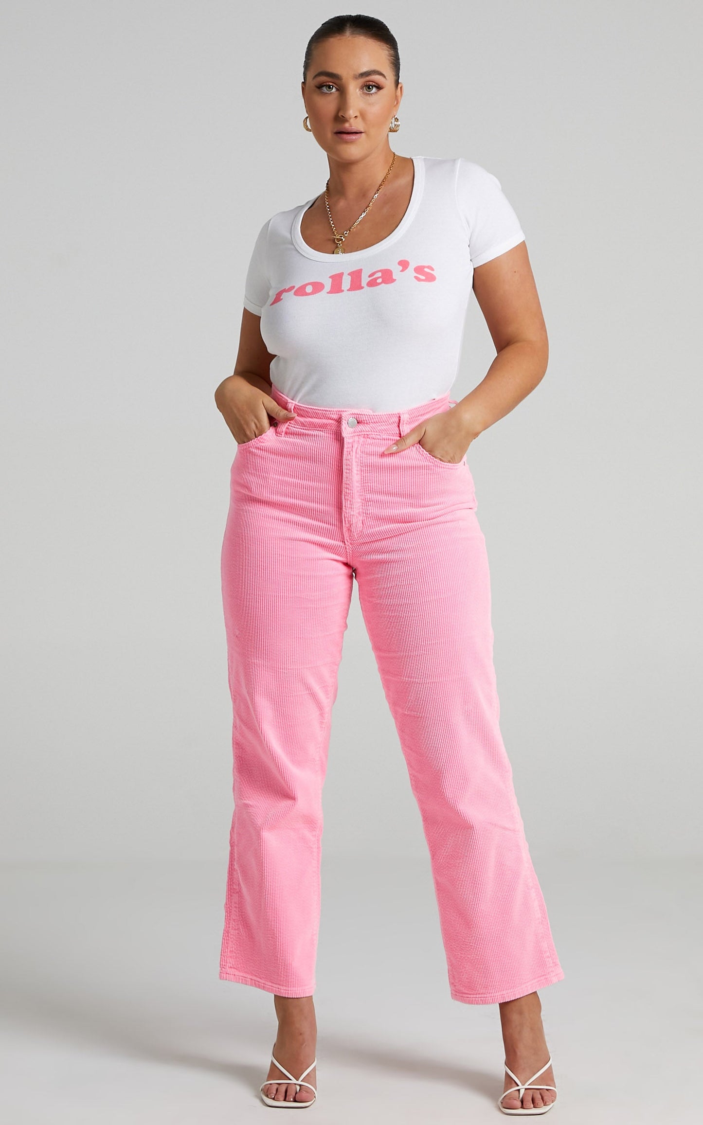 Rolla's - Original Straight Pants in Pink Cordial Cord