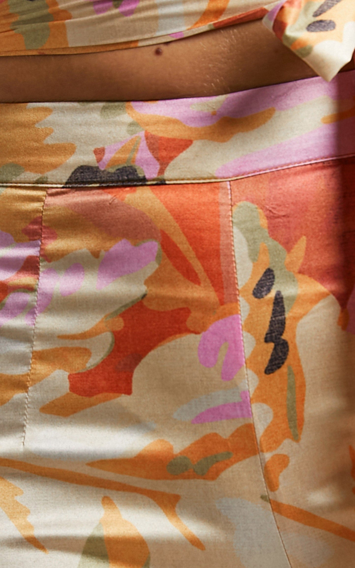 Romaine Halter Neck Two Piece Pant Set in abstract palm