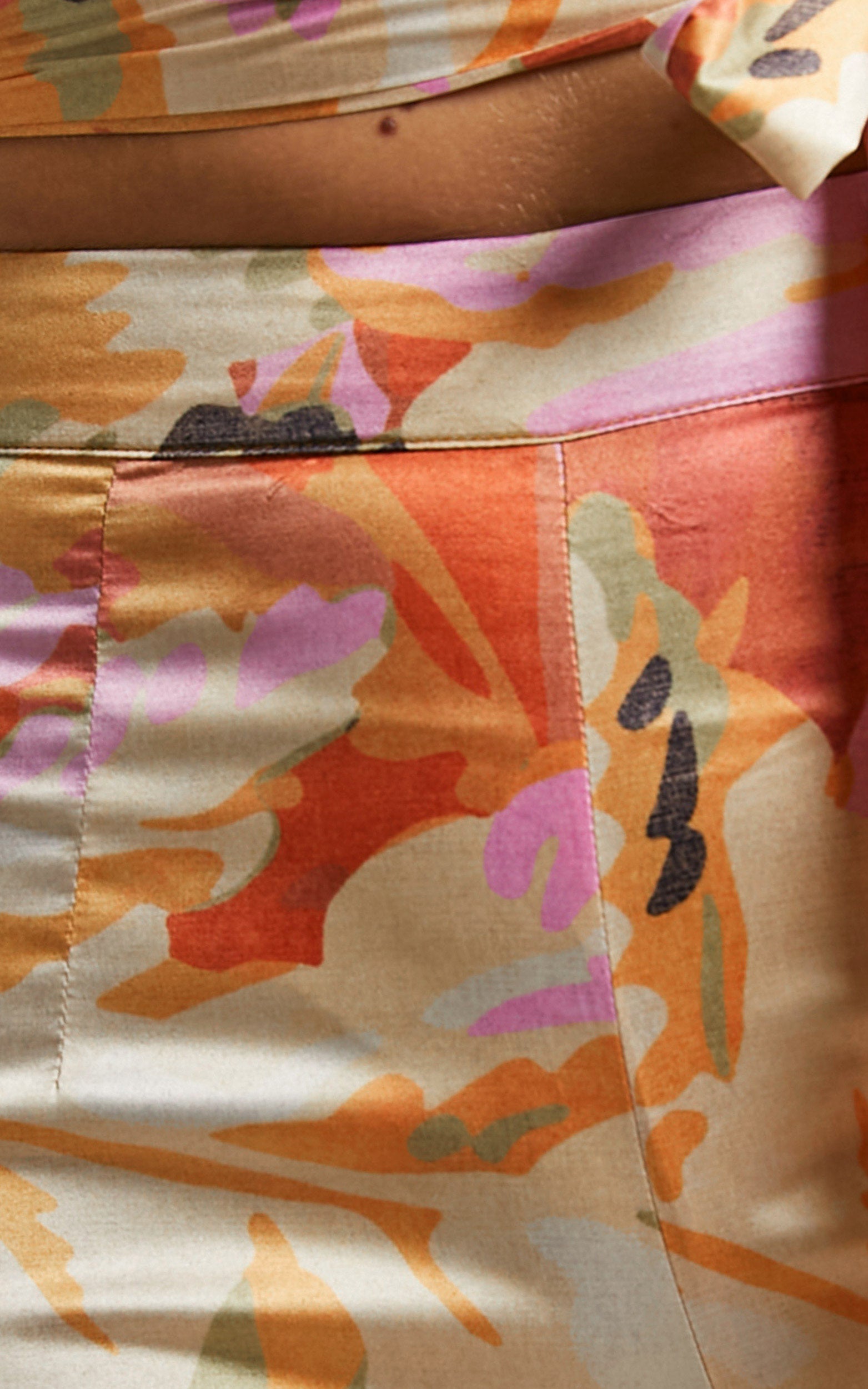 Romaine Halter Neck Two Piece Pant Set in abstract palm