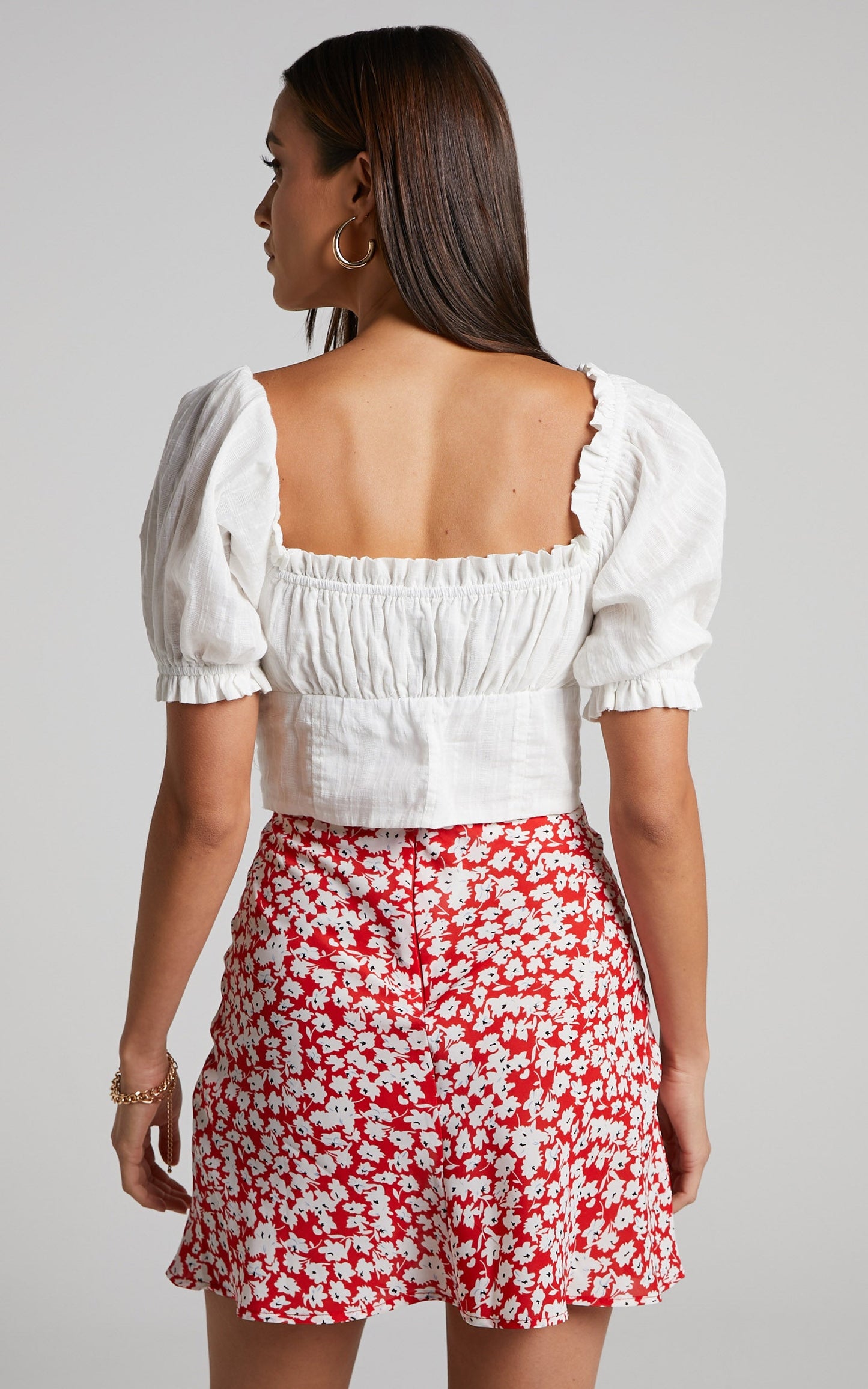 Rosario Mini Skirt - Slip Skirt in Red Ditsy Floral