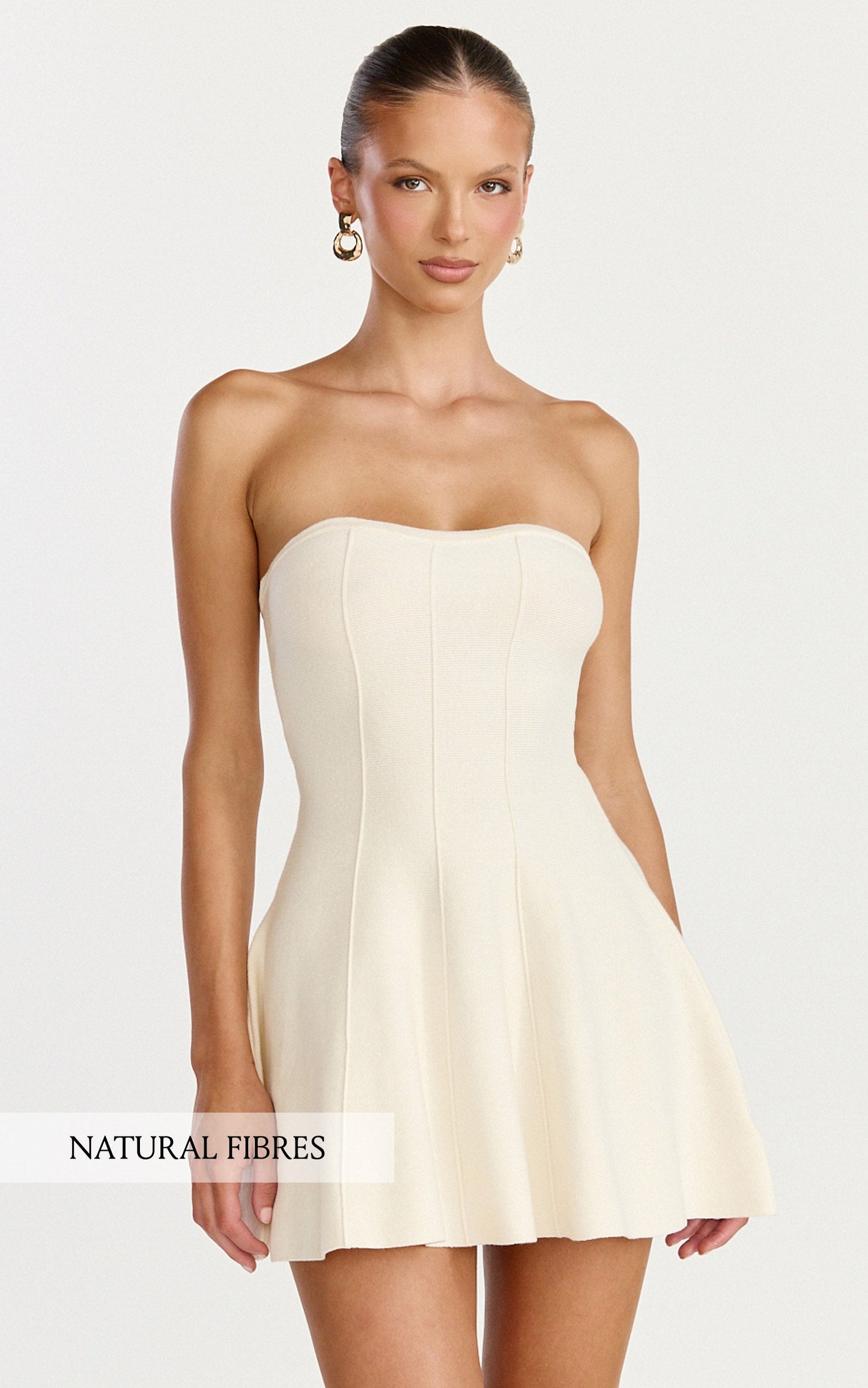 Roselisse Mini Dress - Strapless Sweetheart Fit & Flare Mini Dress in Cream