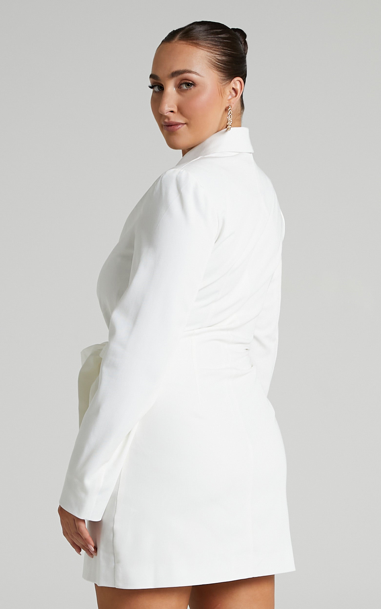 Rosia Mini Dress - Wrap Style Blazer Dress in White