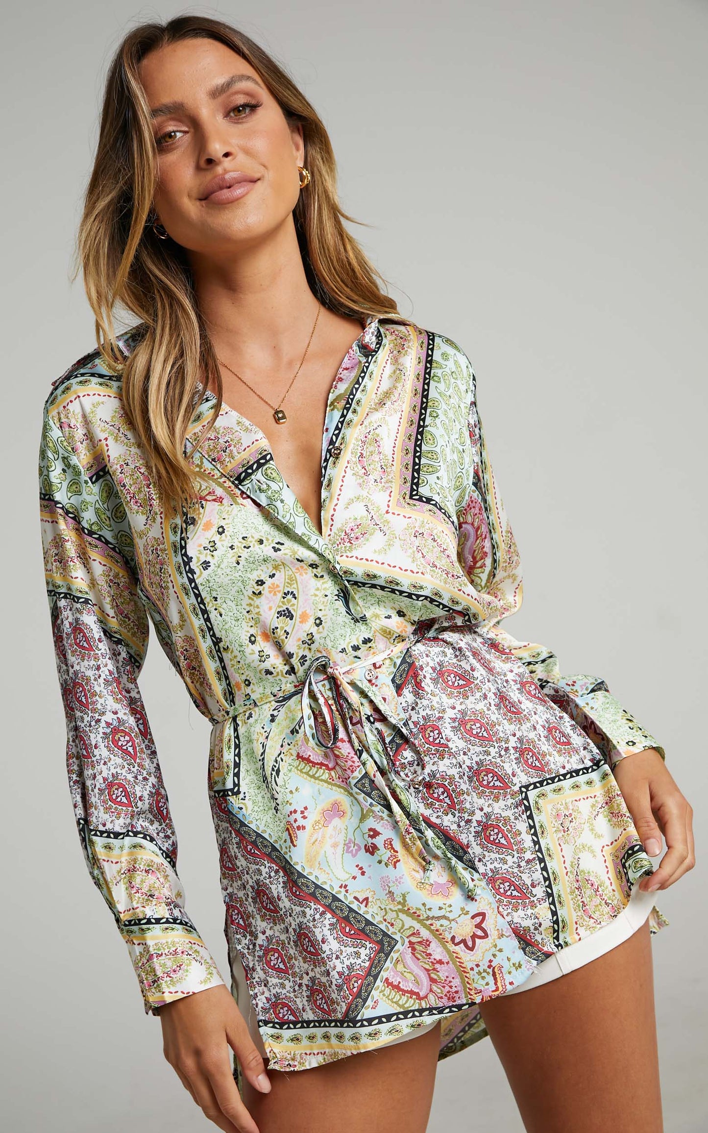 Roxine Long Sleeve Top in Paisley Print