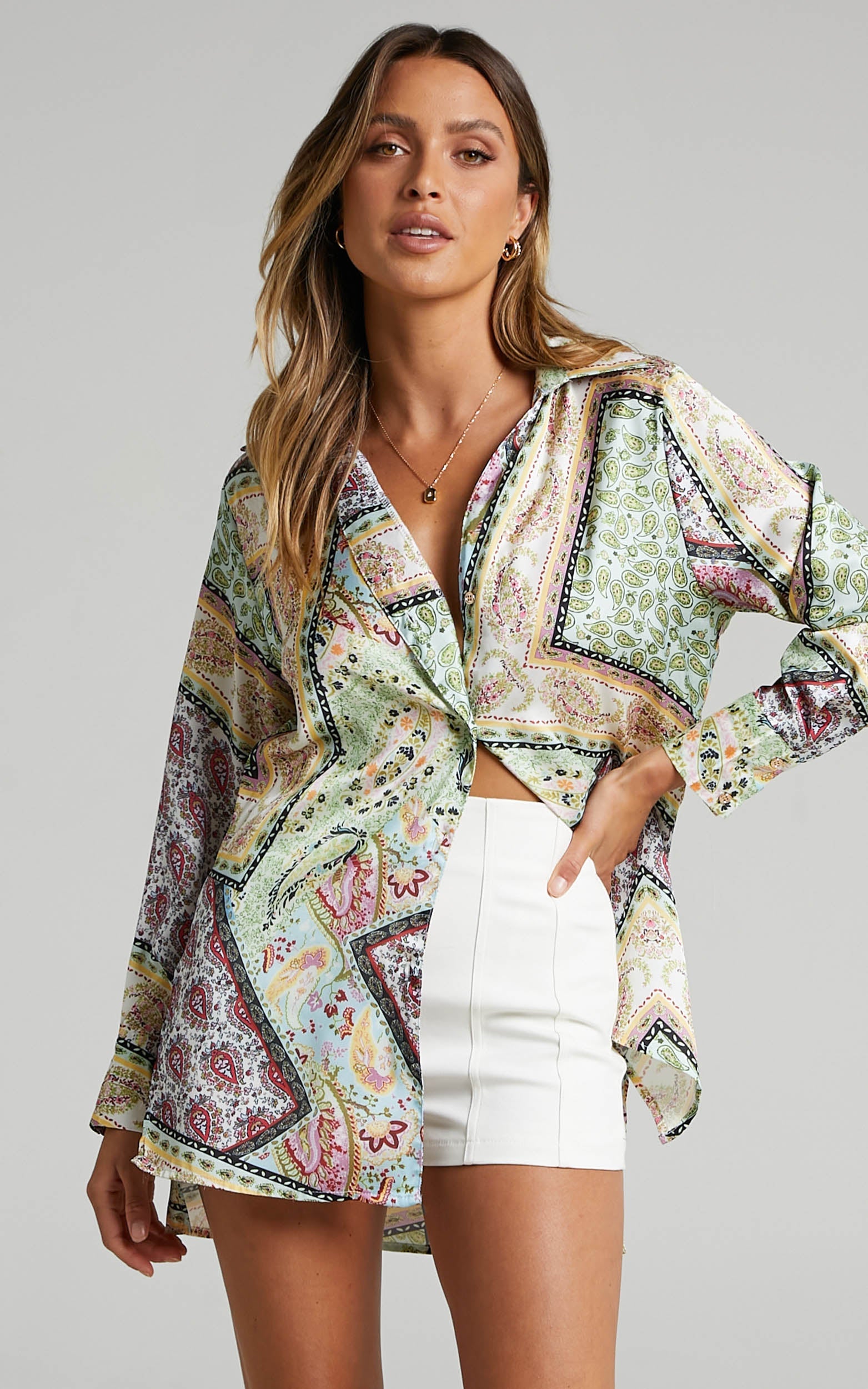 Roxine Long Sleeve Top in Paisley Print