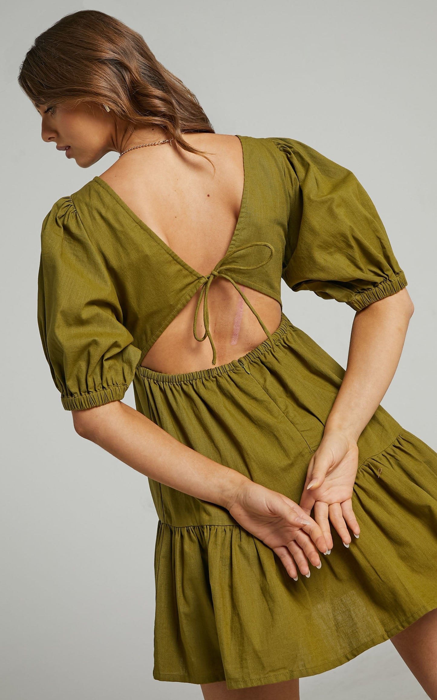 Rue Stiic - Lacey Mini Dress in Cedar Green
