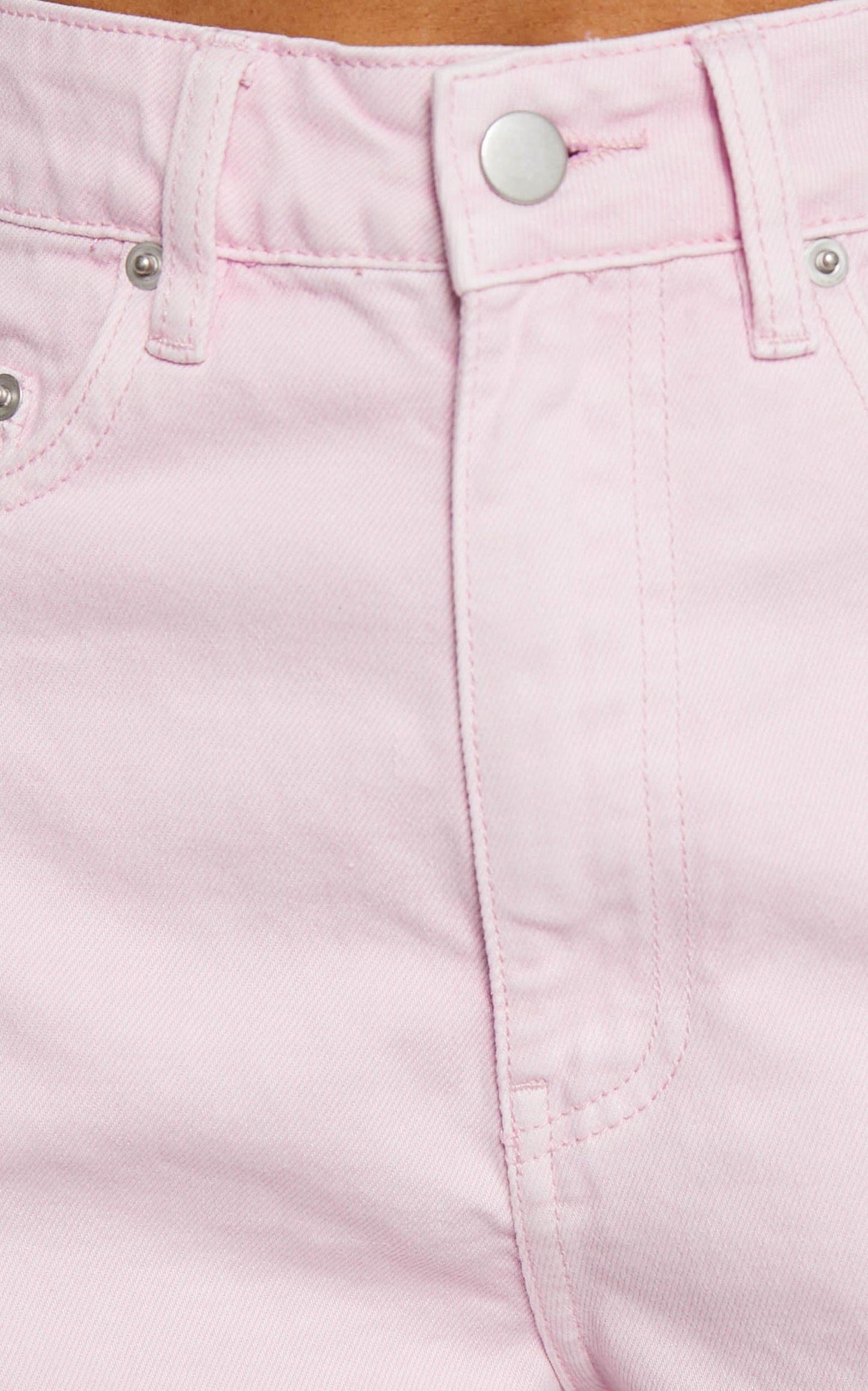Ruffy Denim Shorts - Cotton Mom Fit Shorts in Pink