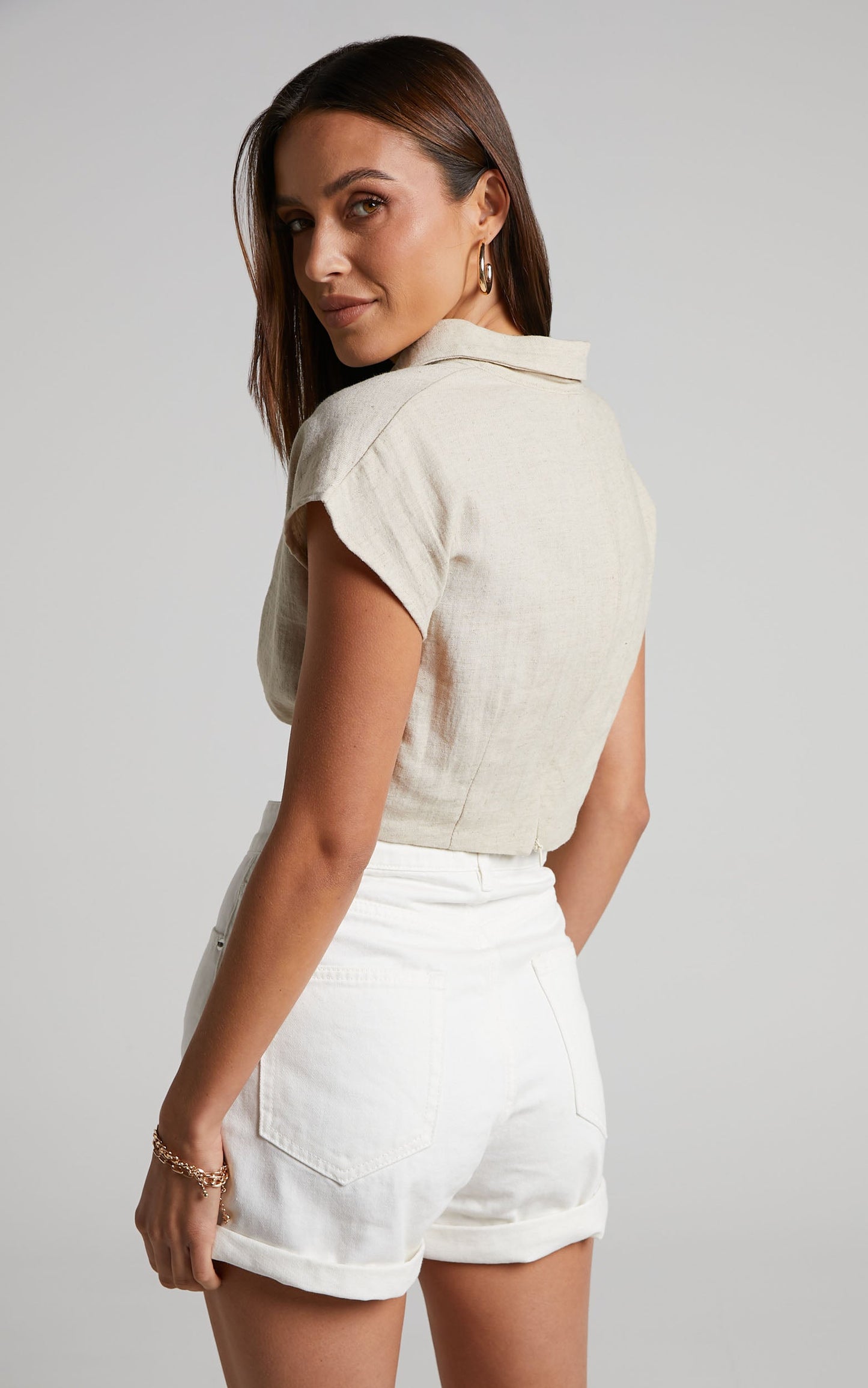 Ruffy Denim Shorts - Cotton Mom Fit Shorts in White