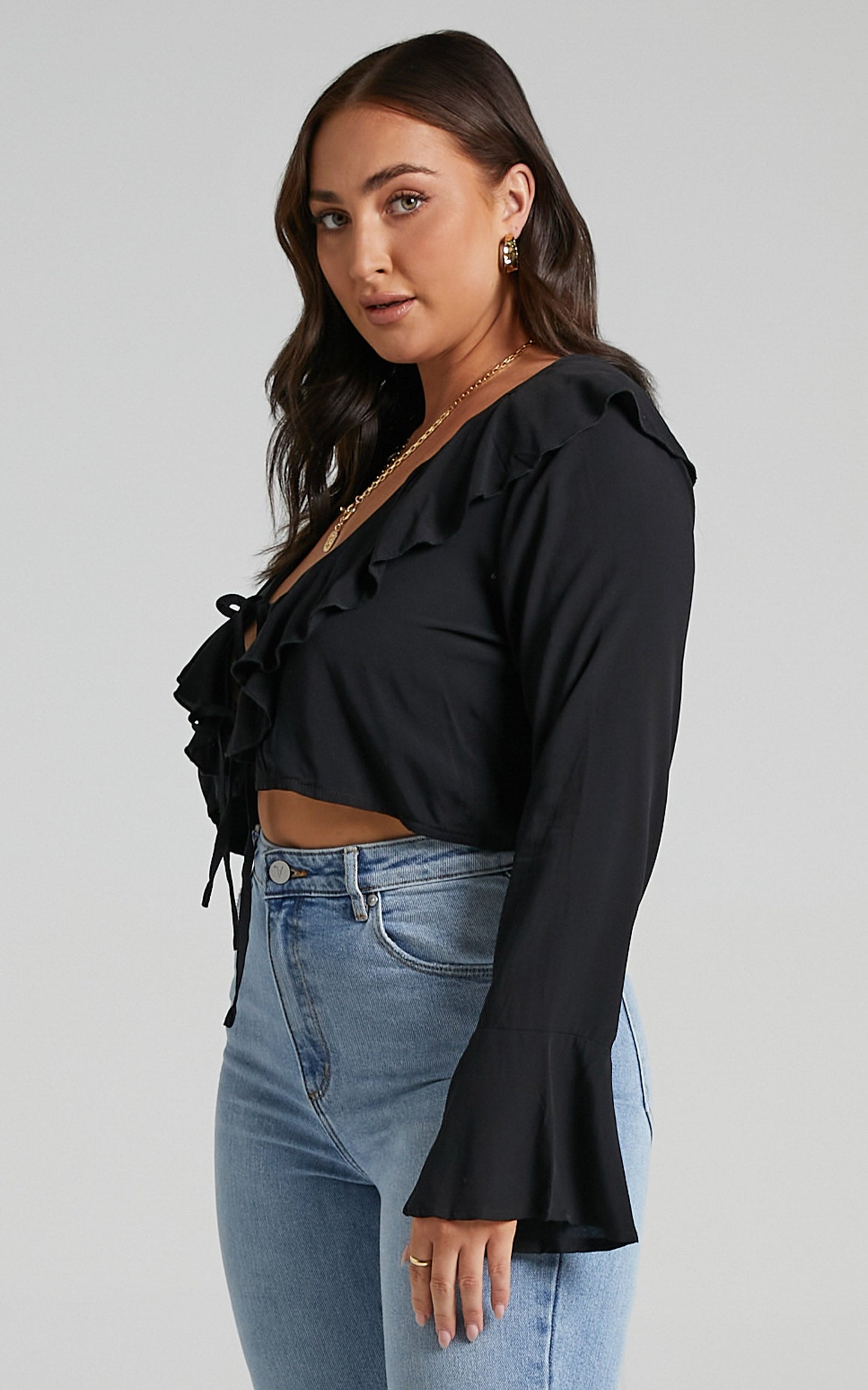 Rumina Top - Long Sleeve Top in Black