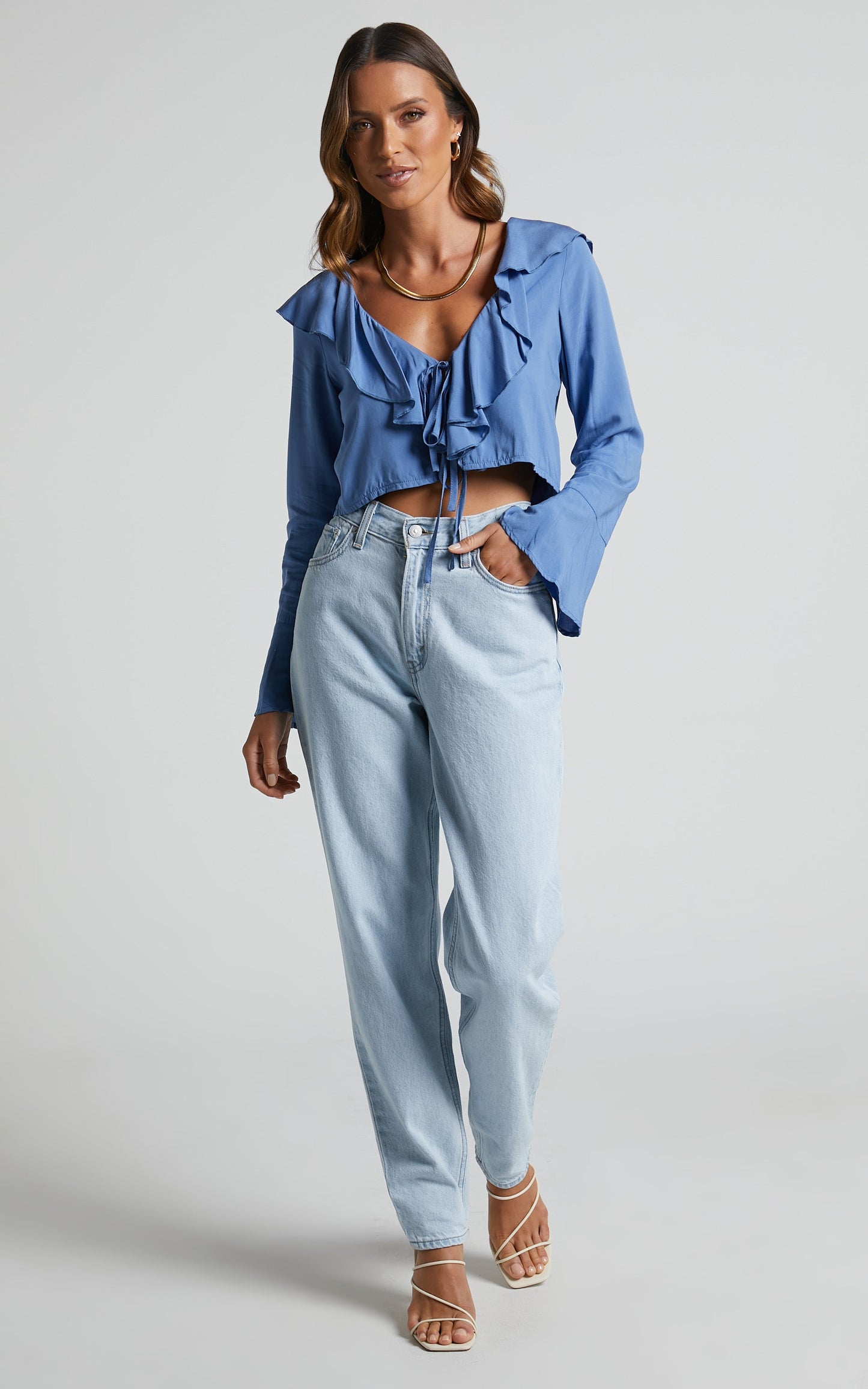 Rumina Top - Long Sleeve Top in Blue