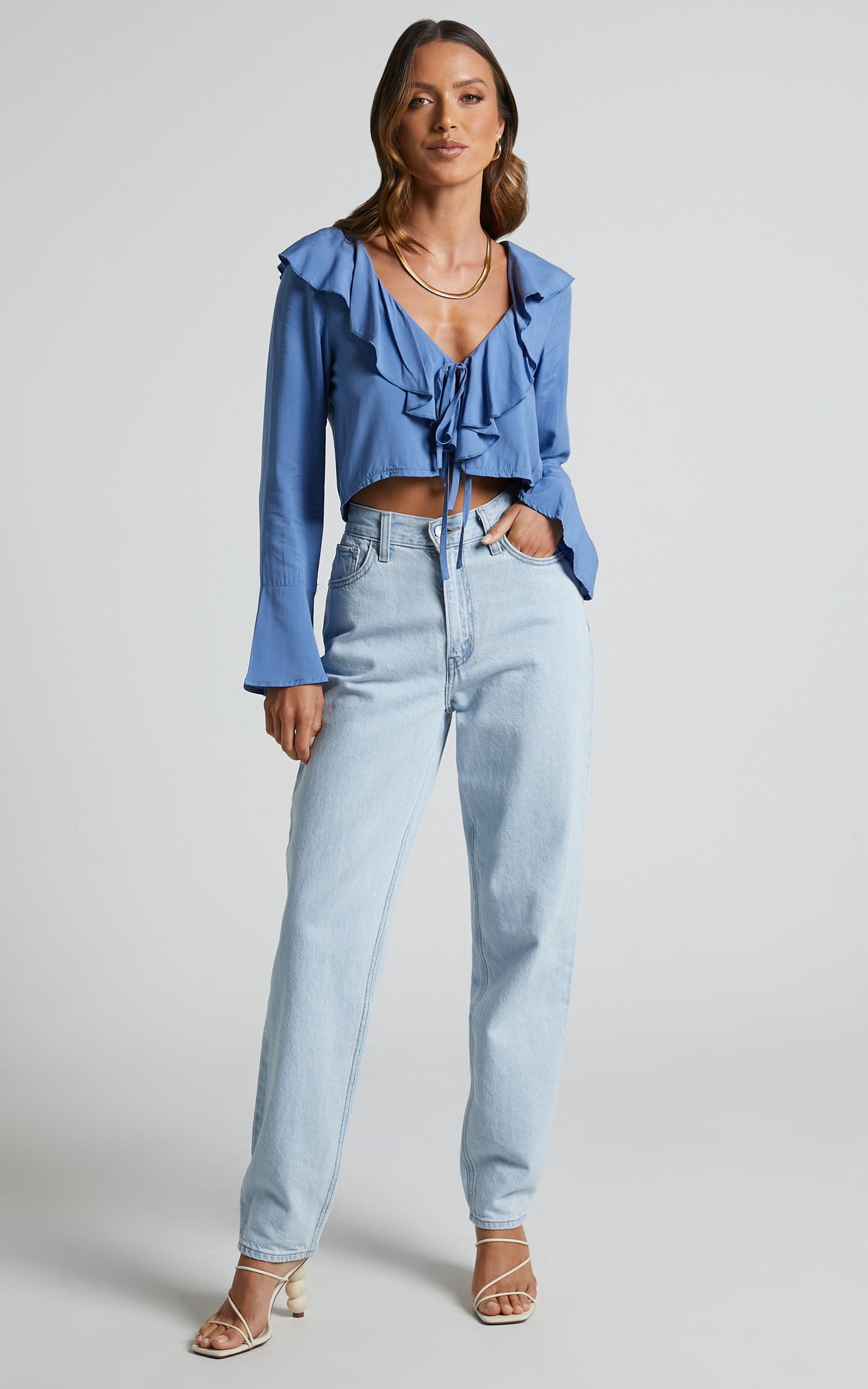 Rumina Top - Long Sleeve Top in Blue