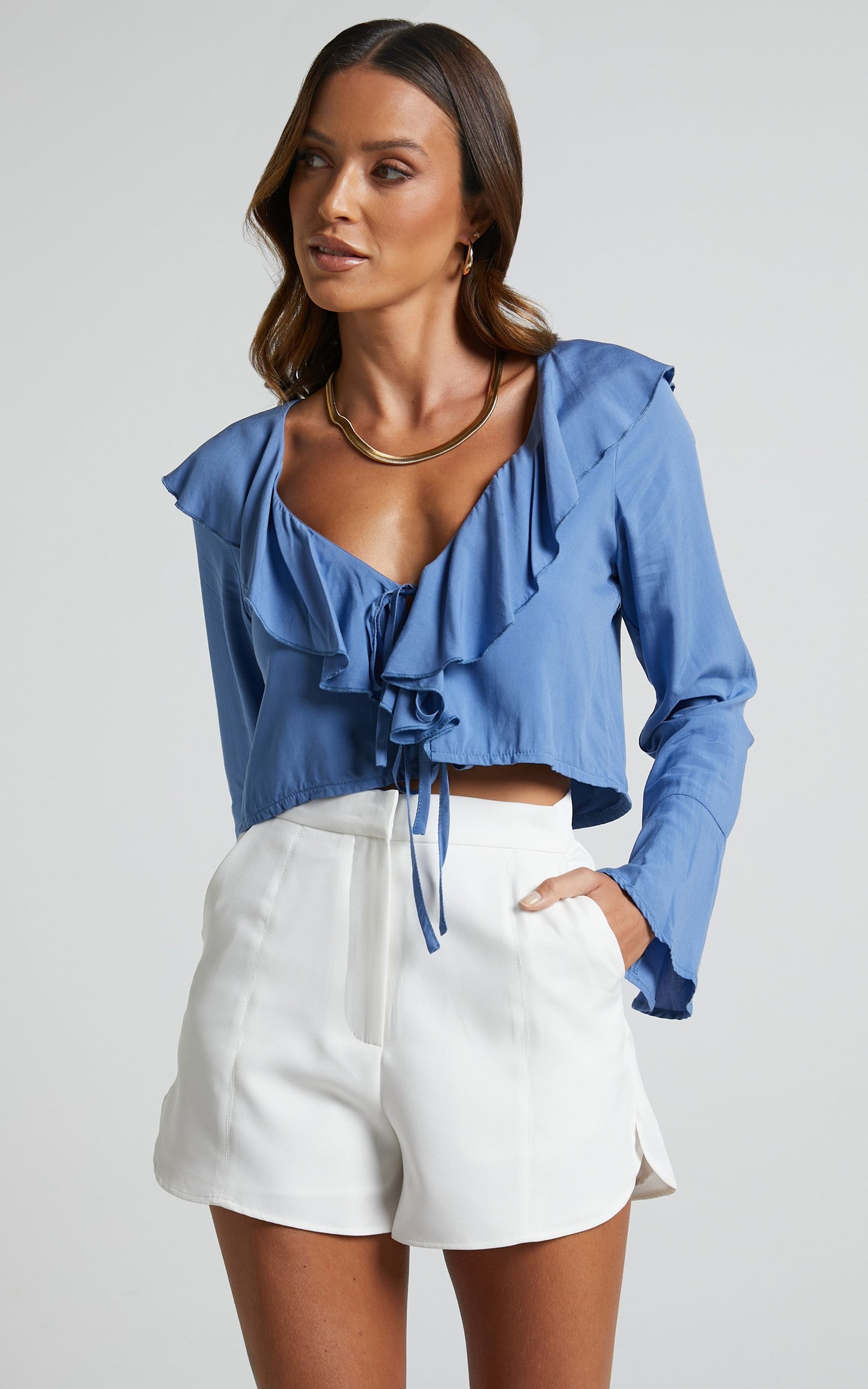 Rumina Top - Long Sleeve Top in Blue